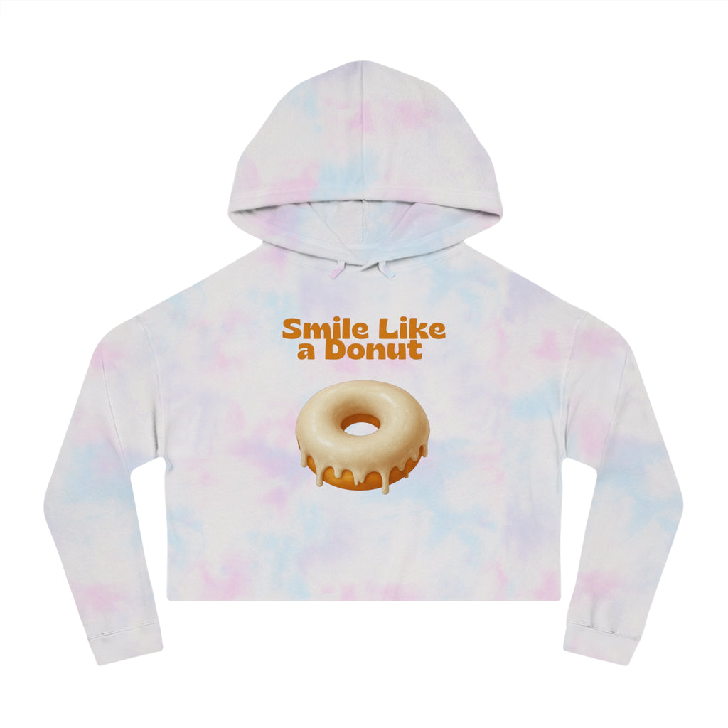 Cropped Hoodie “Smile Like a Donut” — Cute Donut Graphic Women’s Crop Hooded Sweatshirt