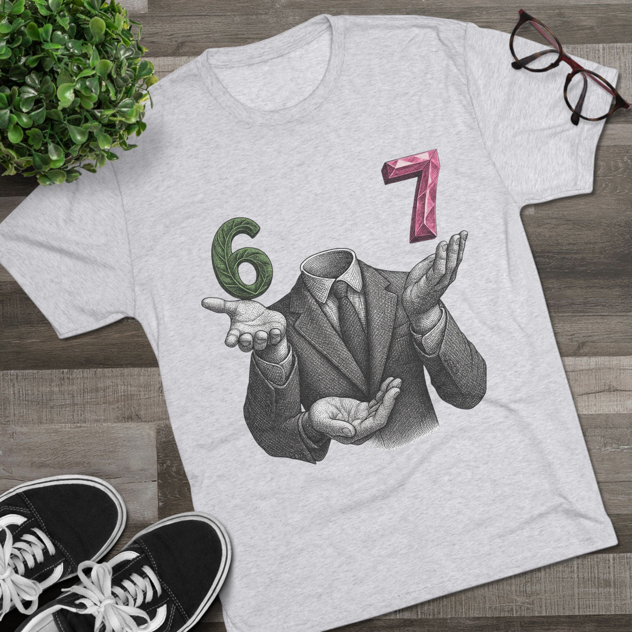 Funny Unisex Tri-Blend Crew Tee - '67 vs. 7' Graphic T-Shirt