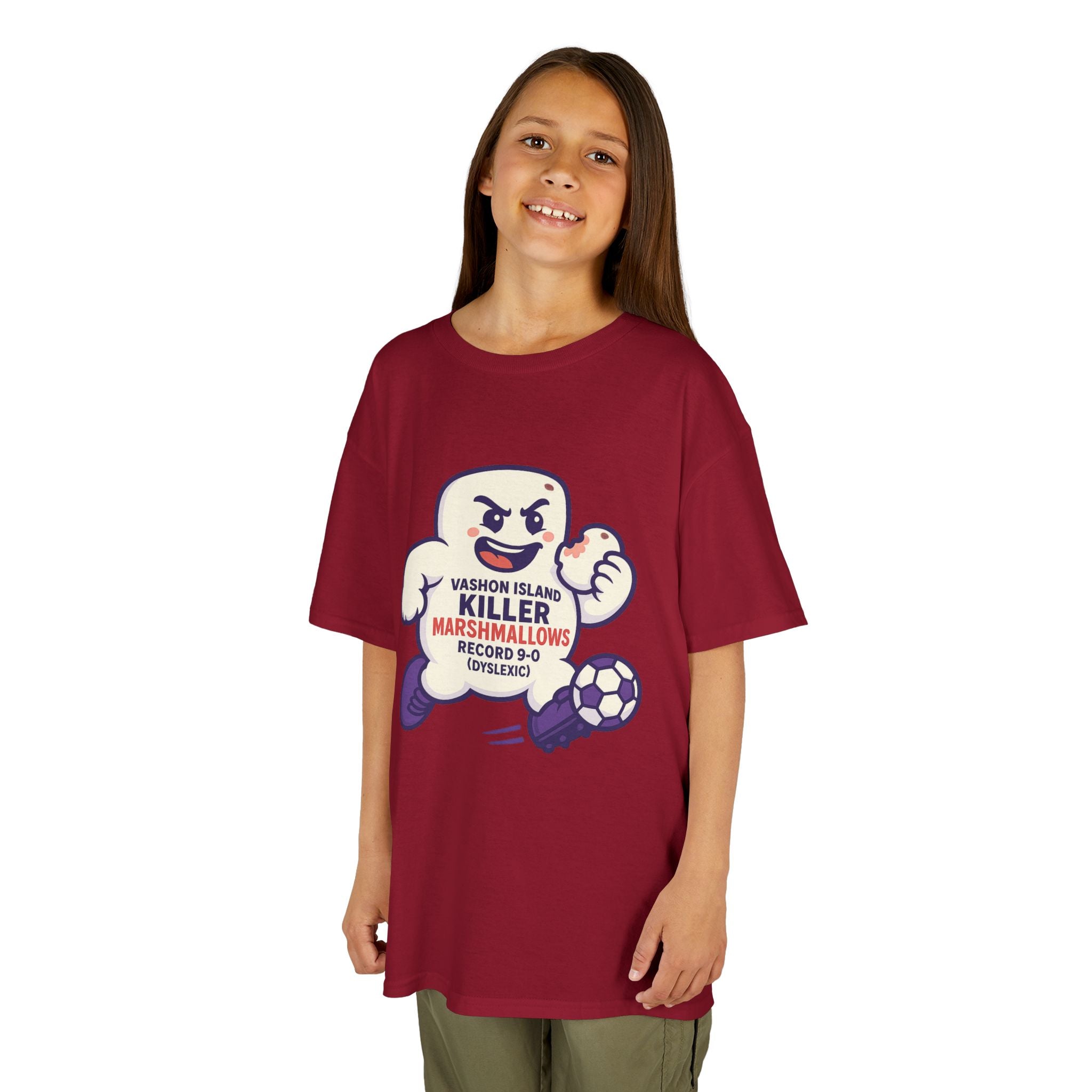 Kids Tee — 'Marshmallow Killer' Soccer Graphic