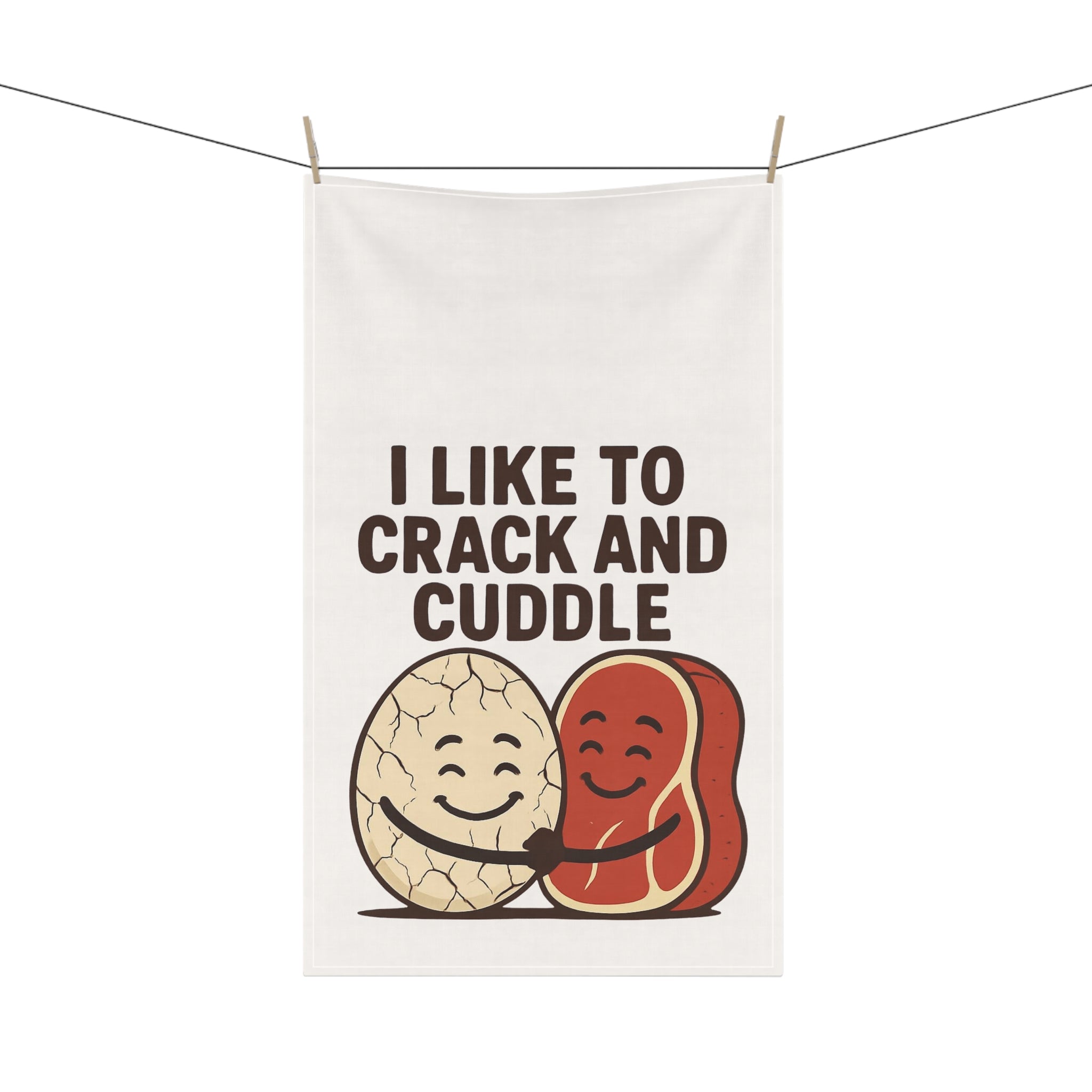 Tea Towel — “I Like to Crack and Cuddle” Peanut & Jelly Cute Kitchen Towel