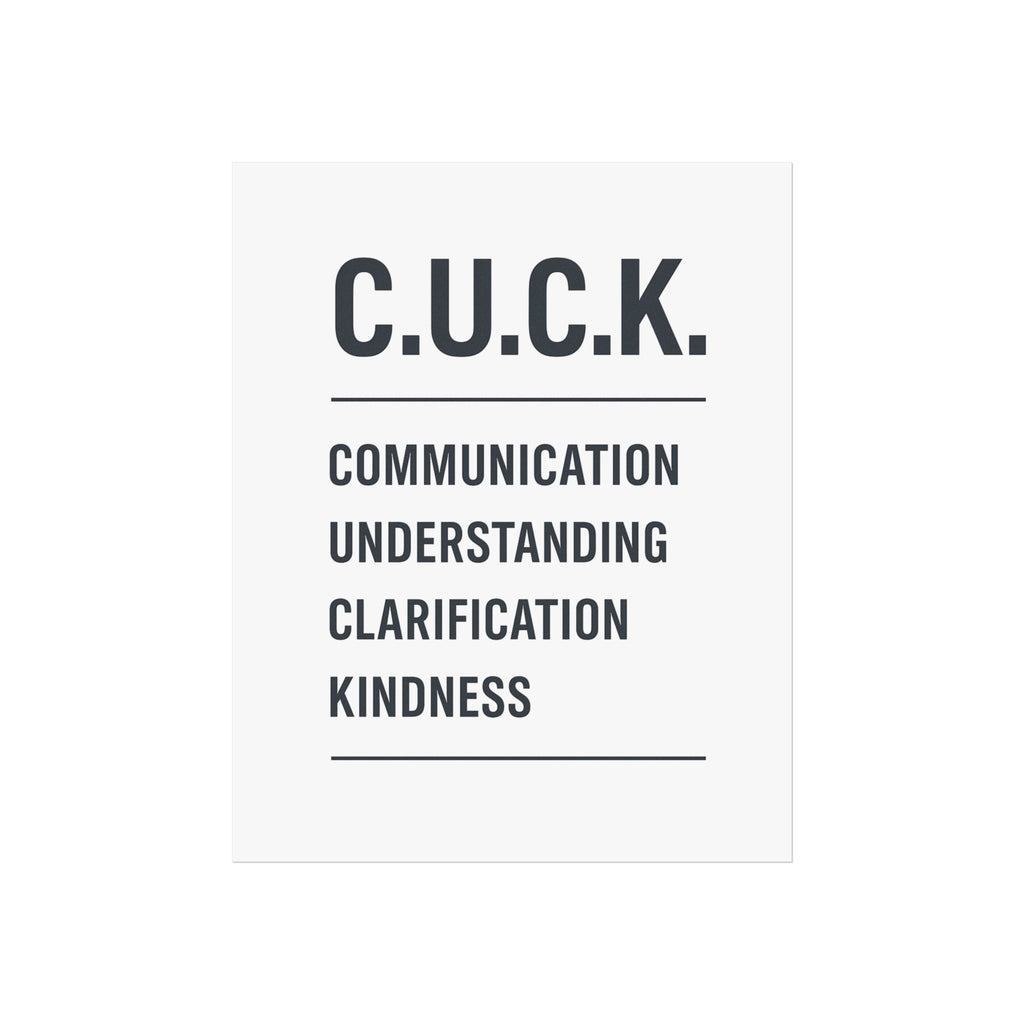 C.U.C.K. Inspirational Poster — Communication, Understanding, Clarification, Kindness Wall Art