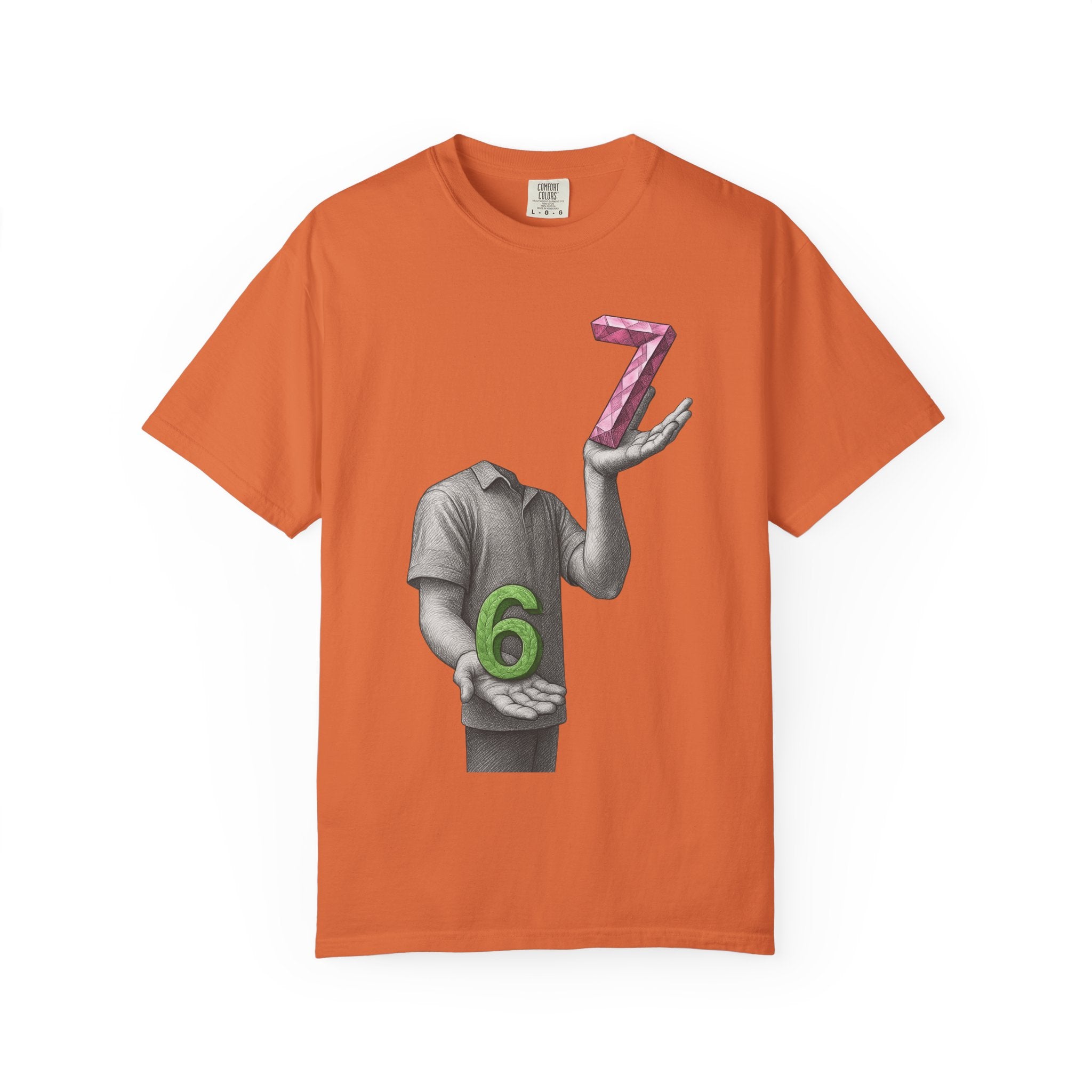 Graphic T-Shirt — Surreal Floating Numbers '6' & '7' Art Tee