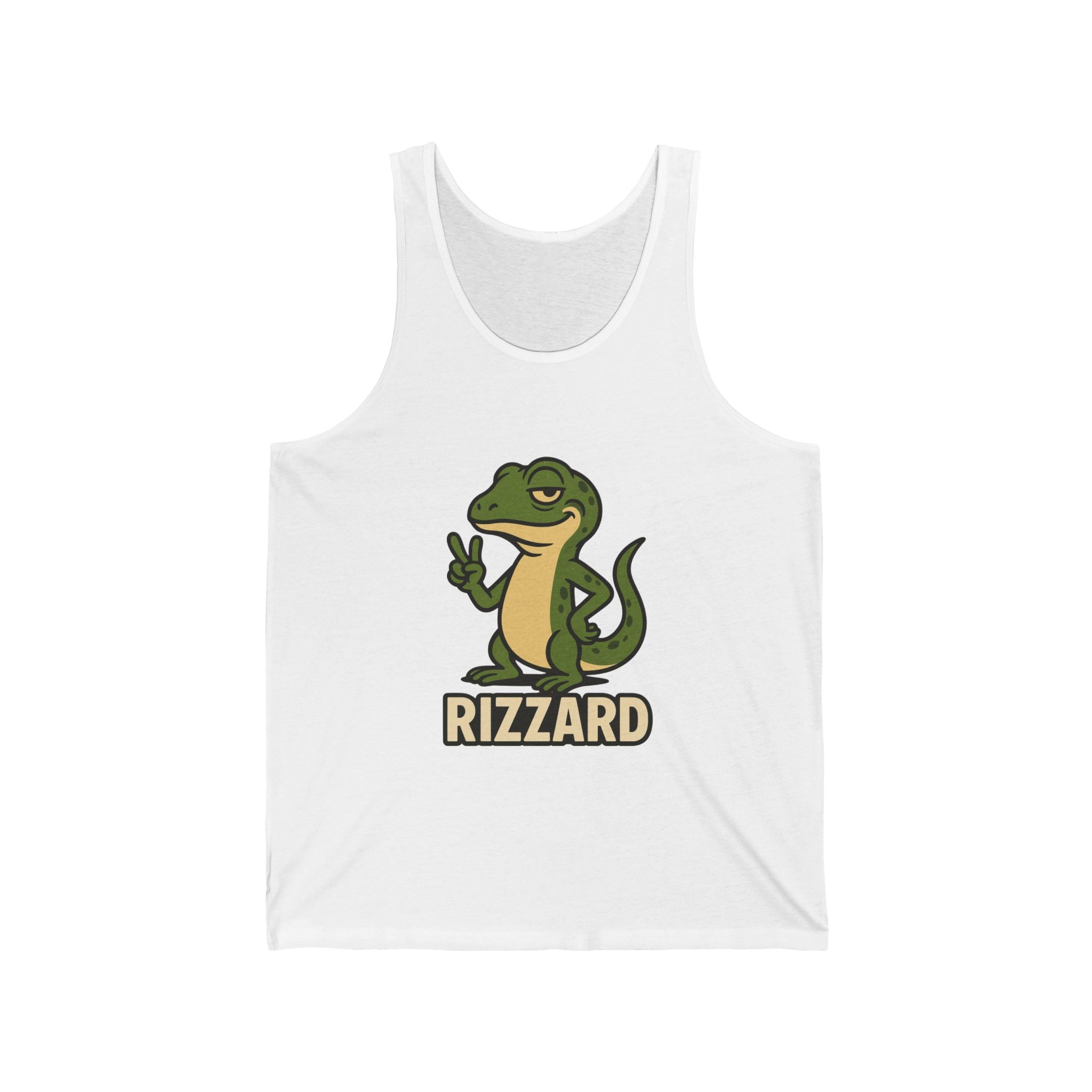 Rizzard Peace Sign Lizard Tank Top — Funny Gecko Graphic Casual Beachwear