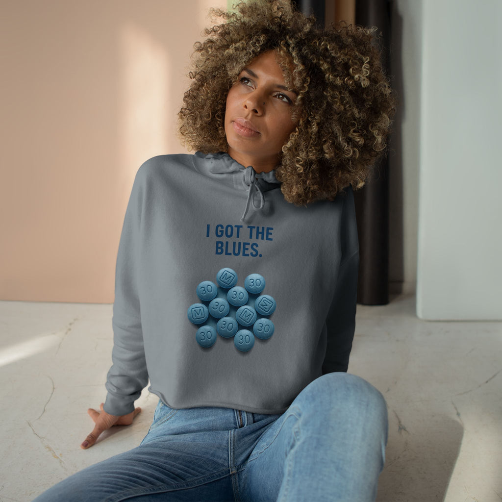 I Got The Blues Crop Hoodie - Trendy and Fun for Everyday Wear