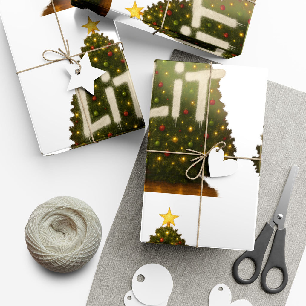 Gift Wrap Paper — Festive Christmas Tree Pattern Wrapping Sheets