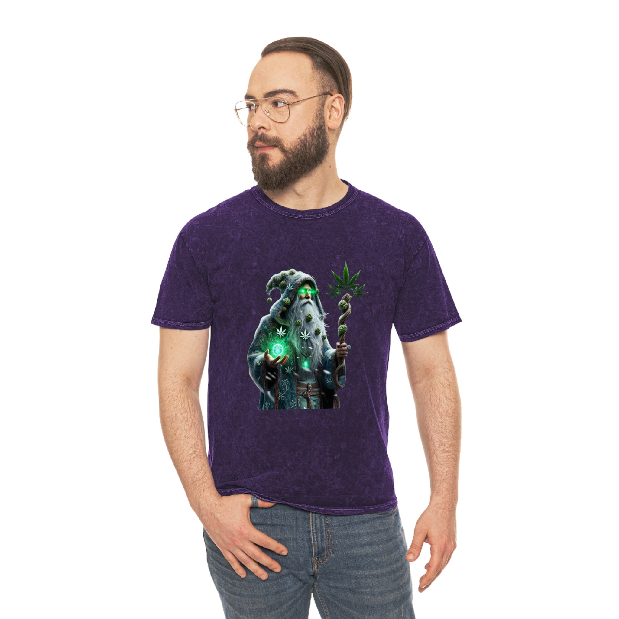 Wizard Holding Cannabis Staff Mineral Wash T-Shirt