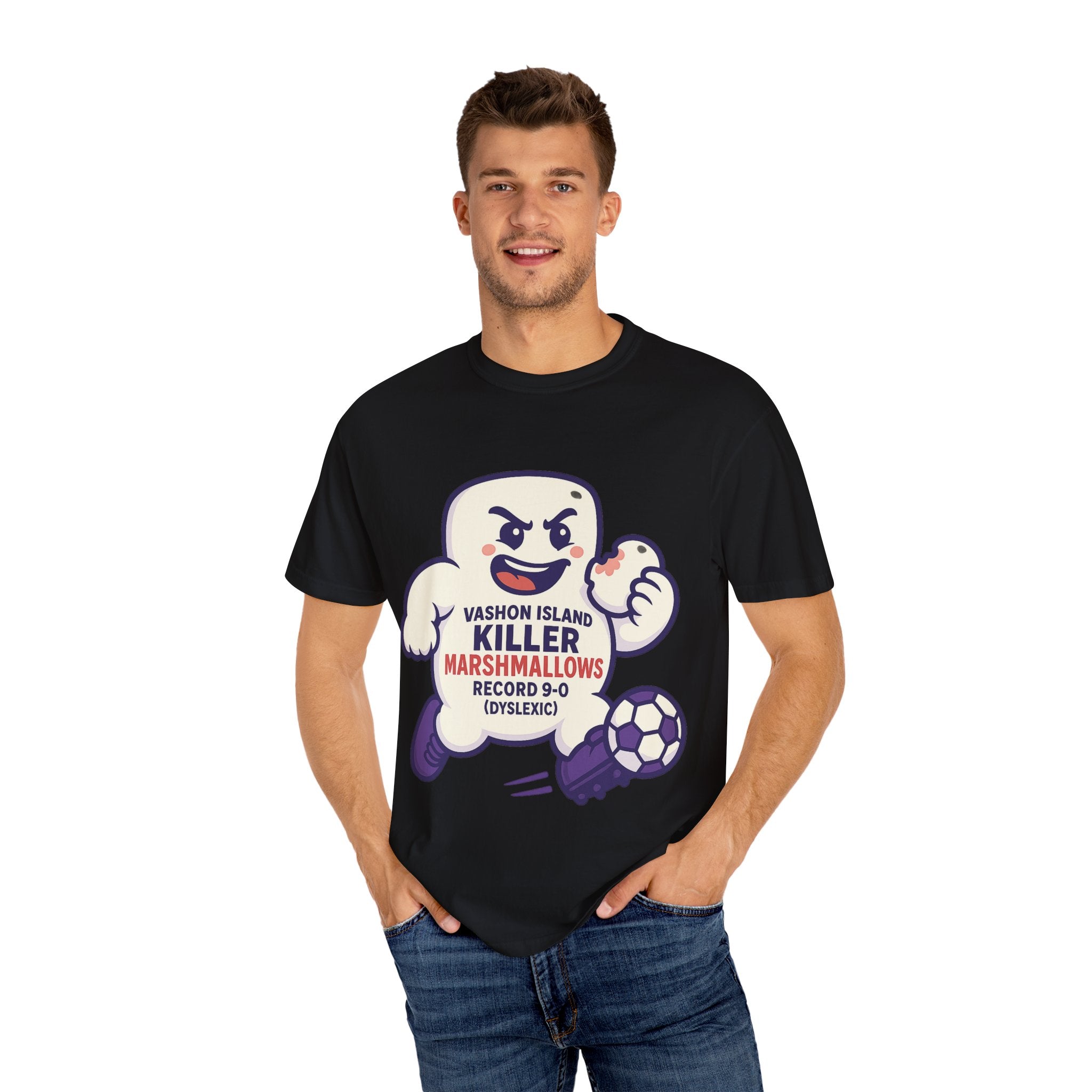 Killer Marshmallows Soccer T-Shirt — Vashon Island Retro Mascot Tee