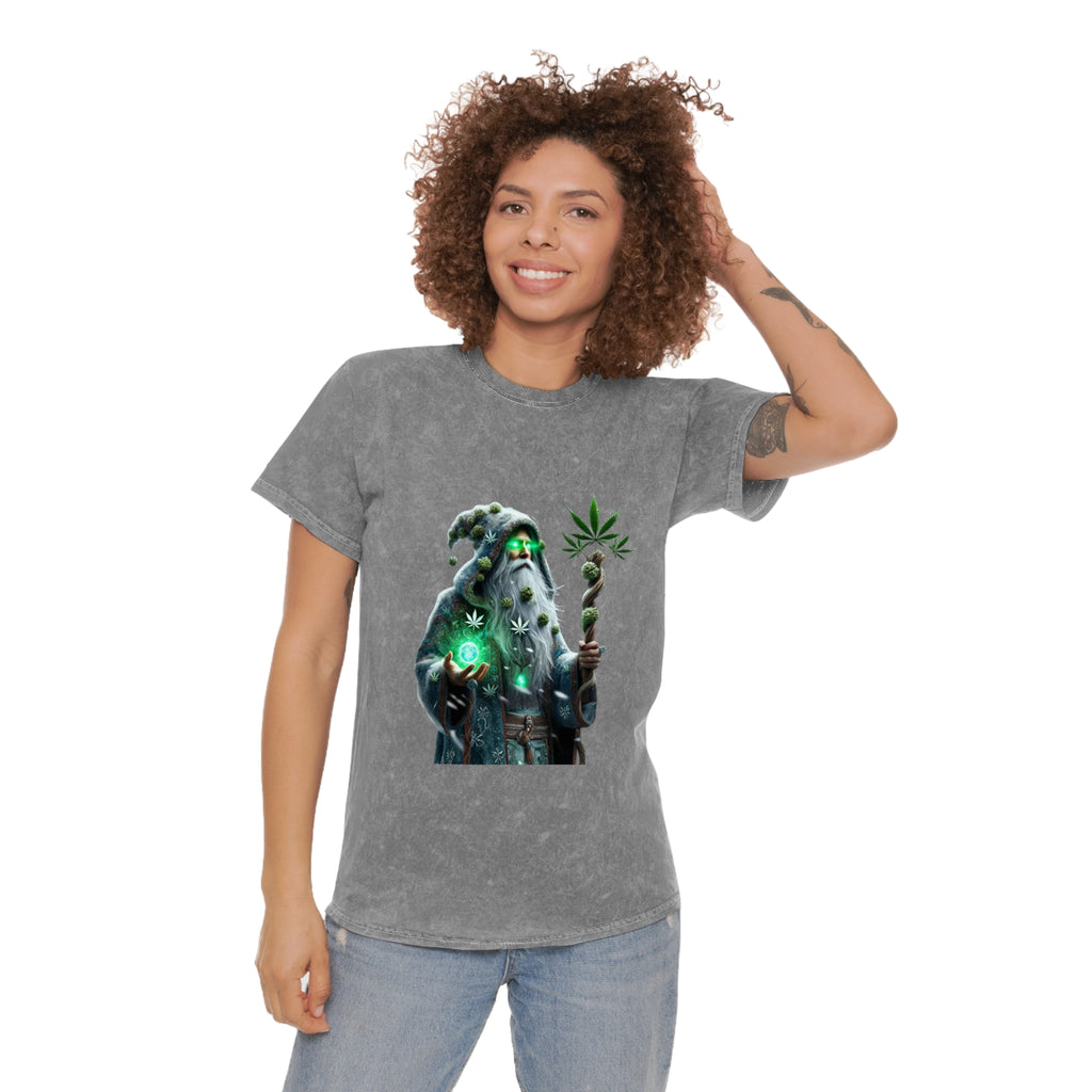 Wizard Holding Cannabis Staff Mineral Wash T-Shirt