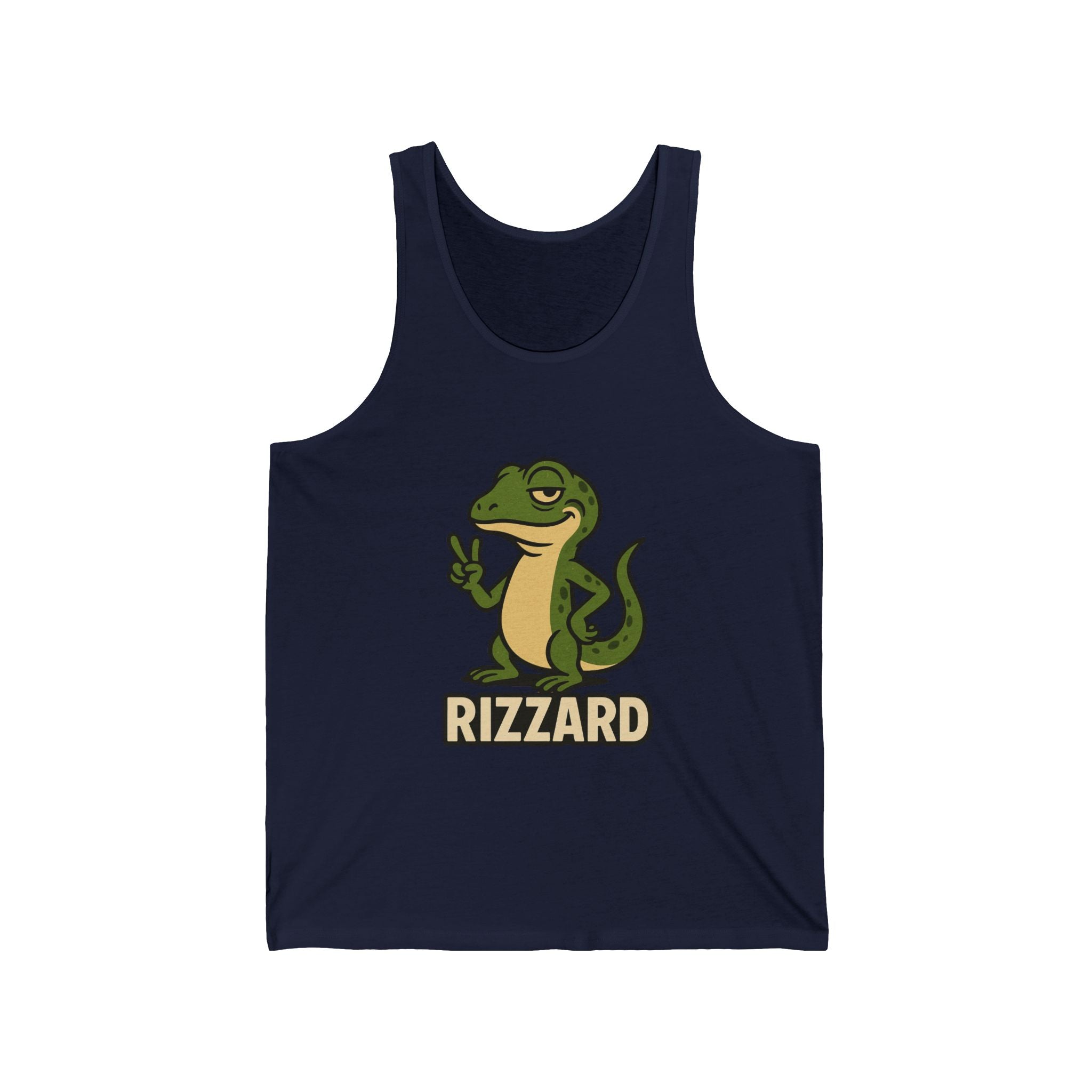 Rizzard Peace Sign Lizard Tank Top — Funny Gecko Graphic Casual Beachwear