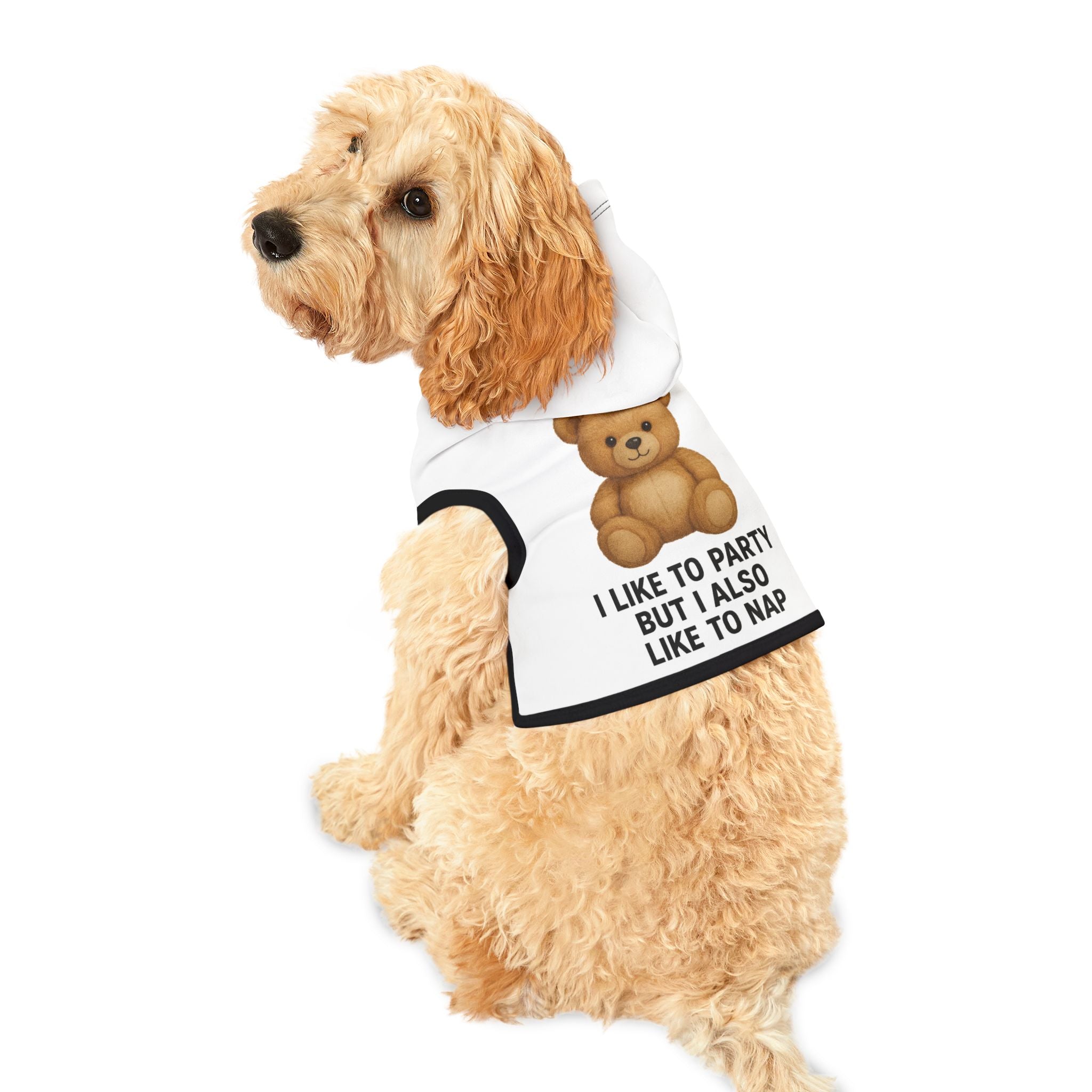 Pet Hoodie — "I Like to Party But I Also Like to Nap" Teddy Unicorn Dog Hoodie