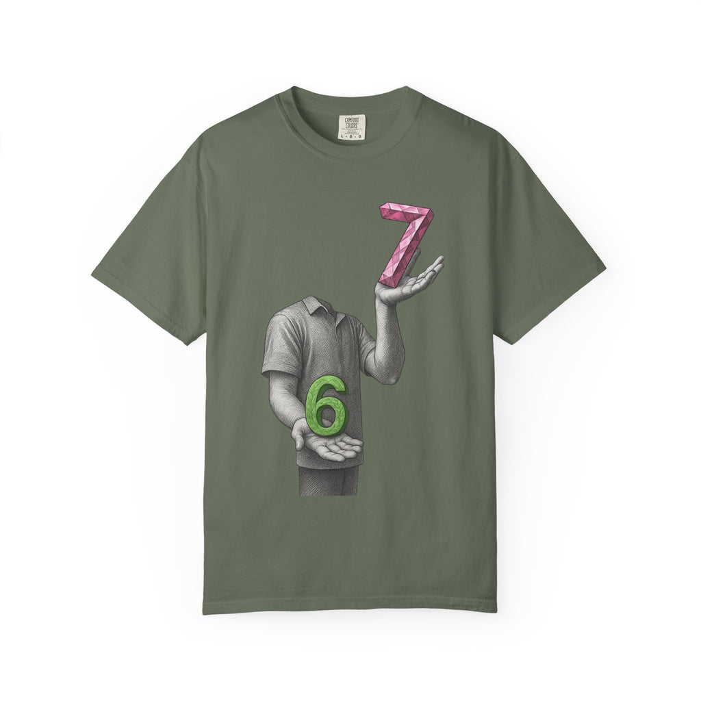 Graphic T-Shirt — Surreal Floating Numbers '6' & '7' Art Tee