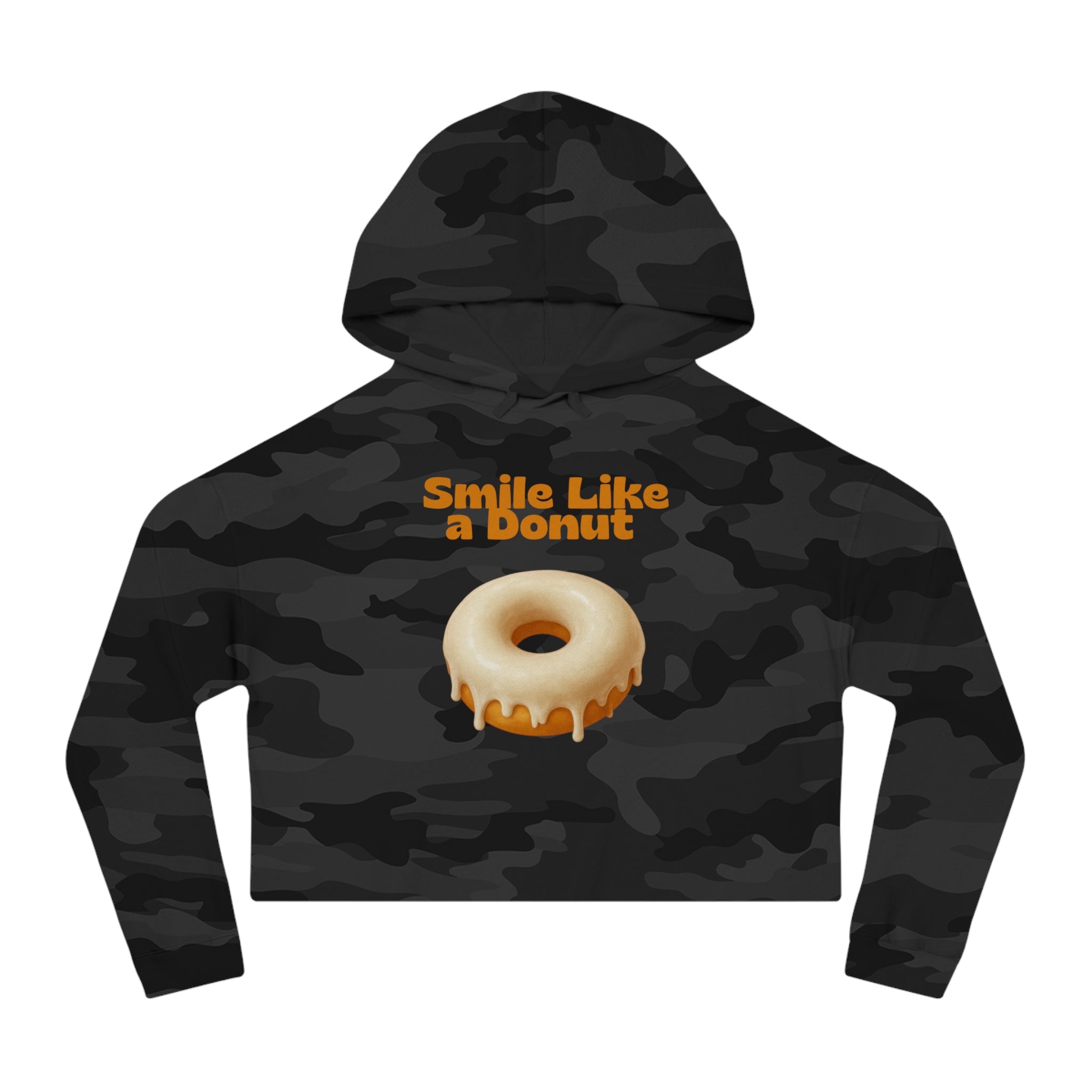 Cropped Hoodie “Smile Like a Donut” — Cute Donut Graphic Women’s Crop Hooded Sweatshirt