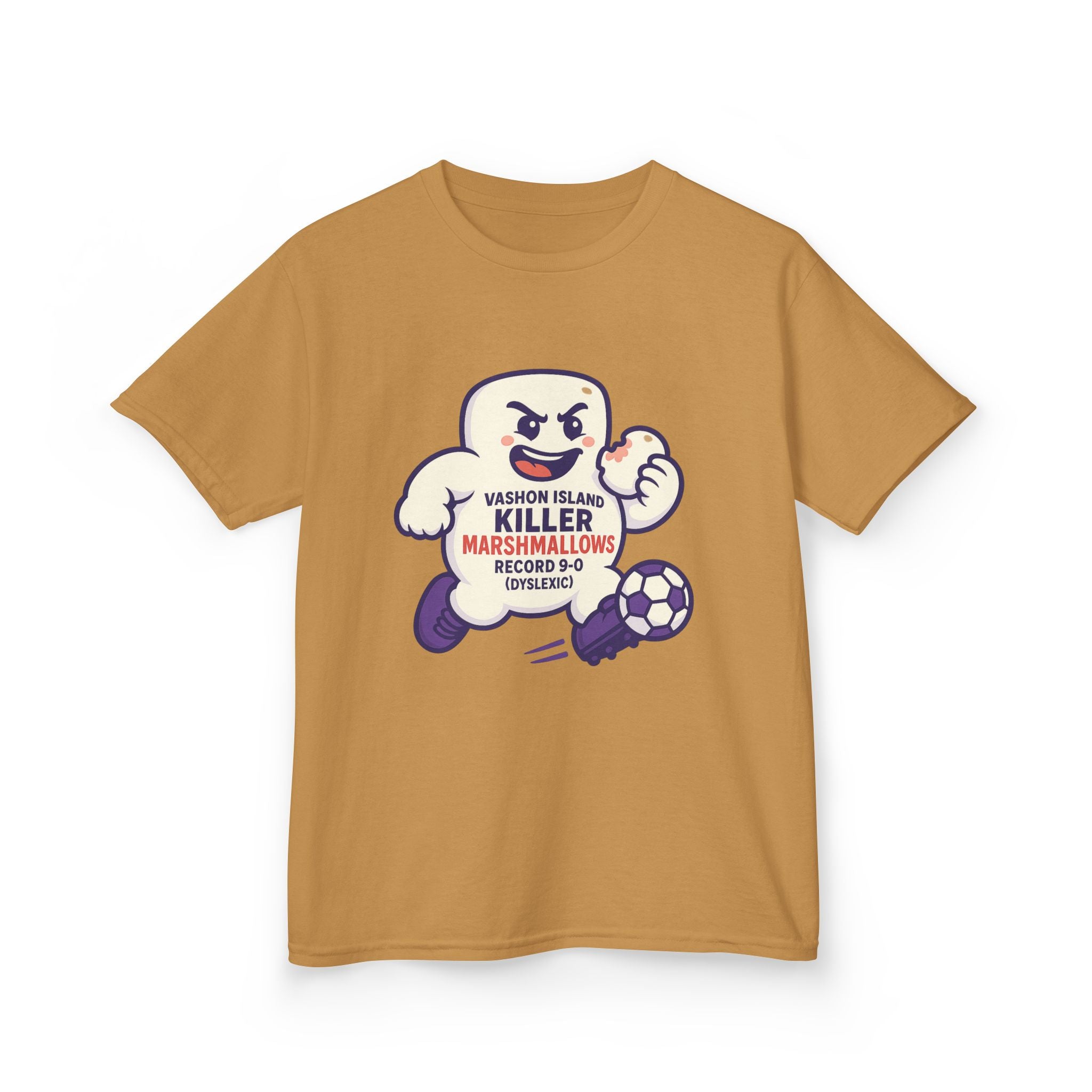 Kids Tee — 'Marshmallow Killer' Soccer Graphic