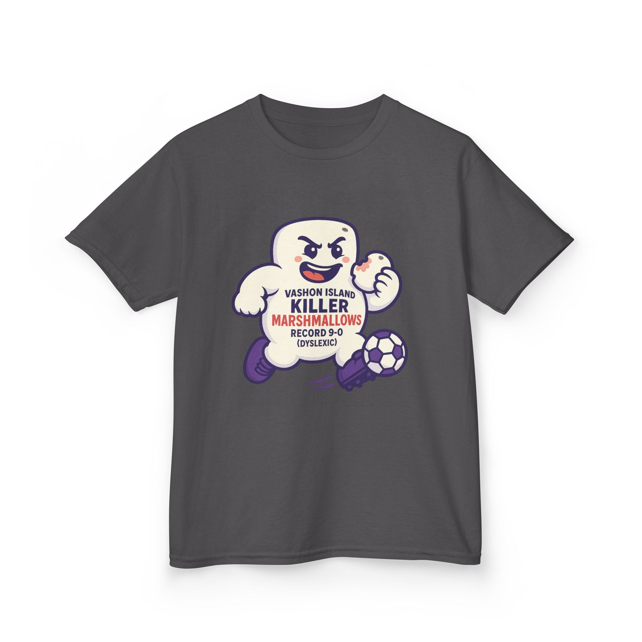 Kids Tee — 'Marshmallow Killer' Soccer Graphic