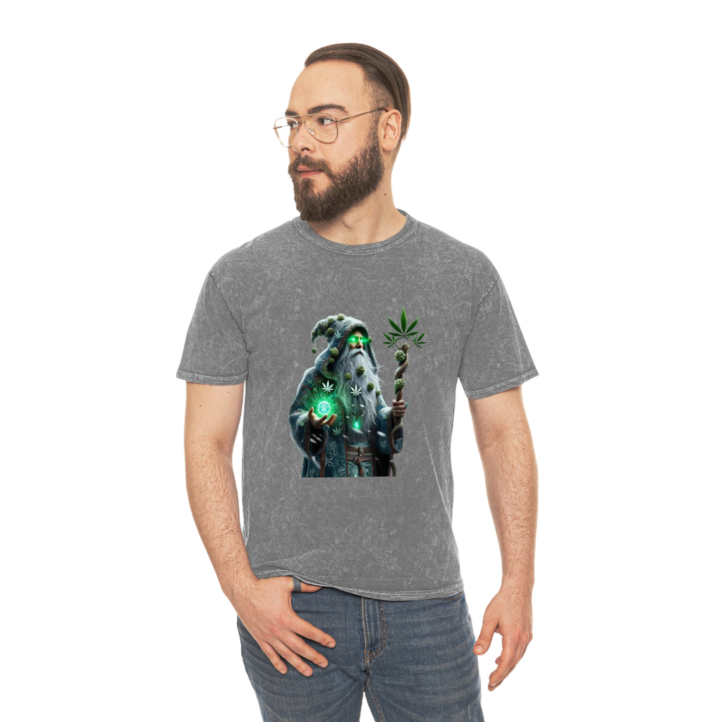 Wizard Holding Cannabis Staff Mineral Wash T-Shirt