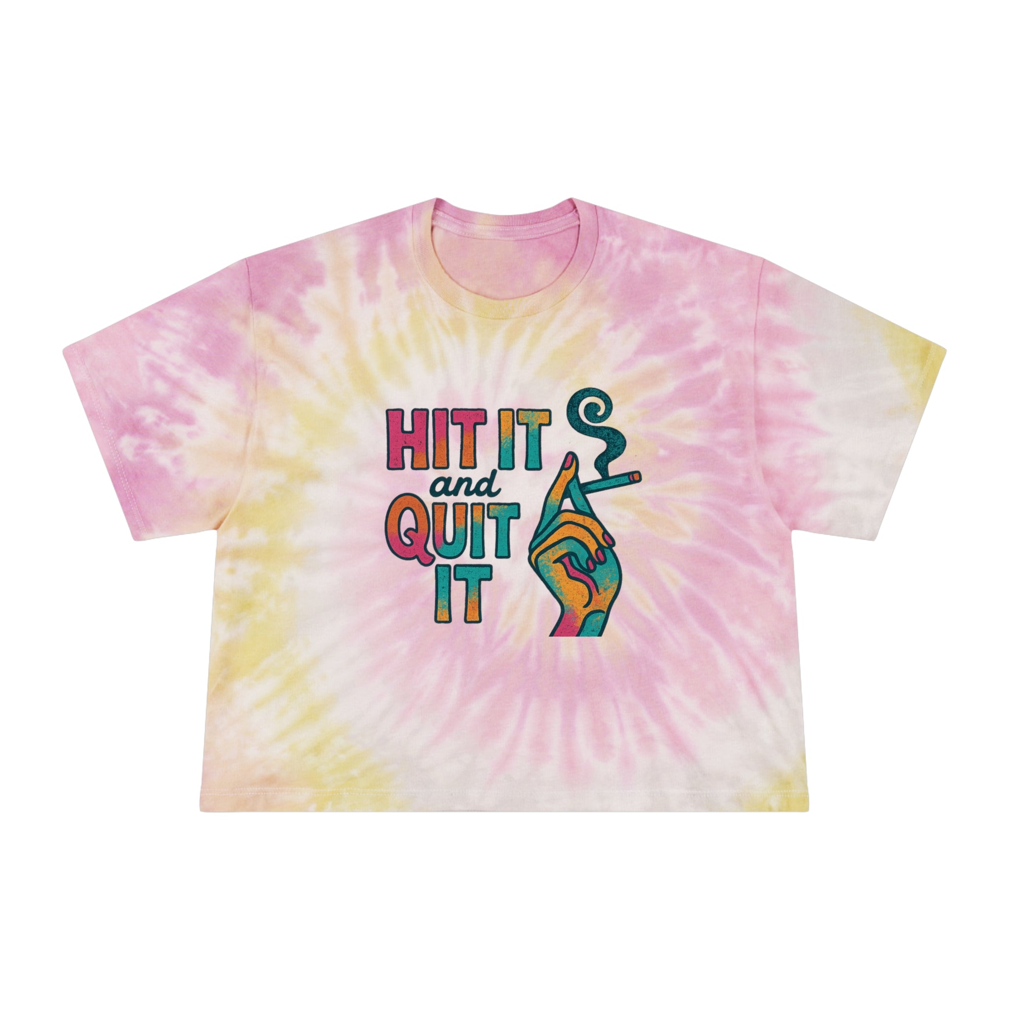 'Hit It and Quit It' Women's Tie-Dye Crop Tee