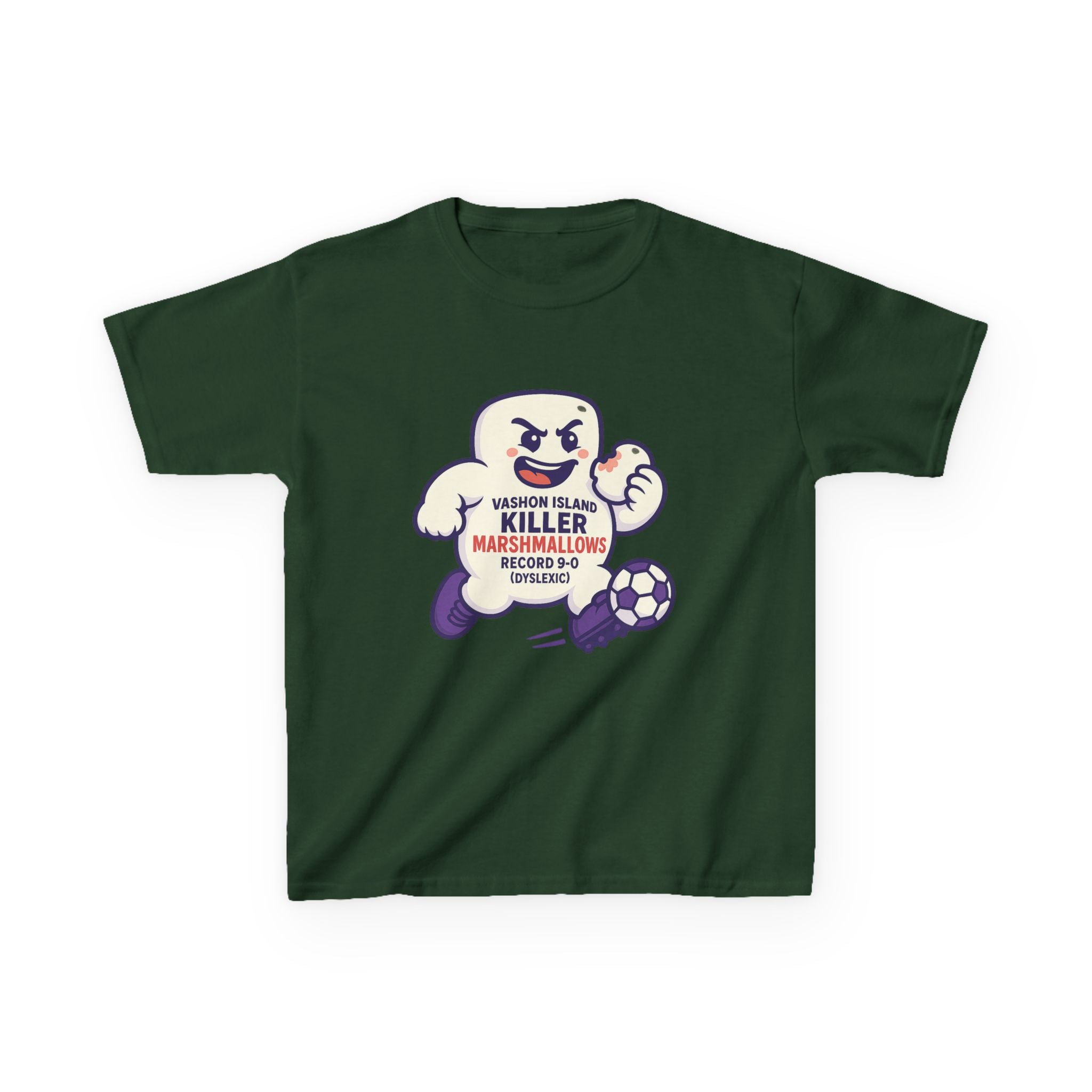 Kids Tee — 'Marshmallow Killer' Soccer Graphic