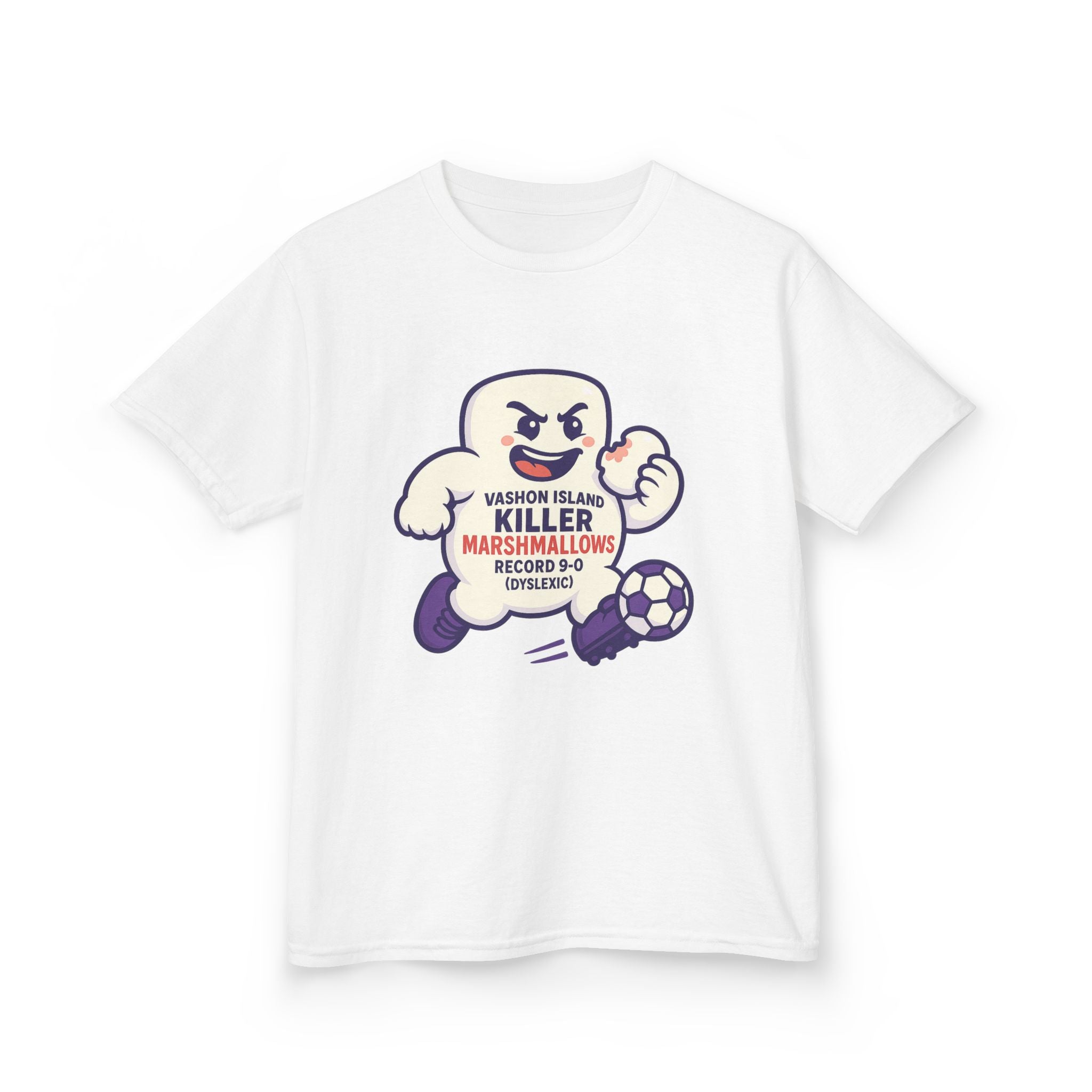 Kids Tee — 'Marshmallow Killer' Soccer Graphic