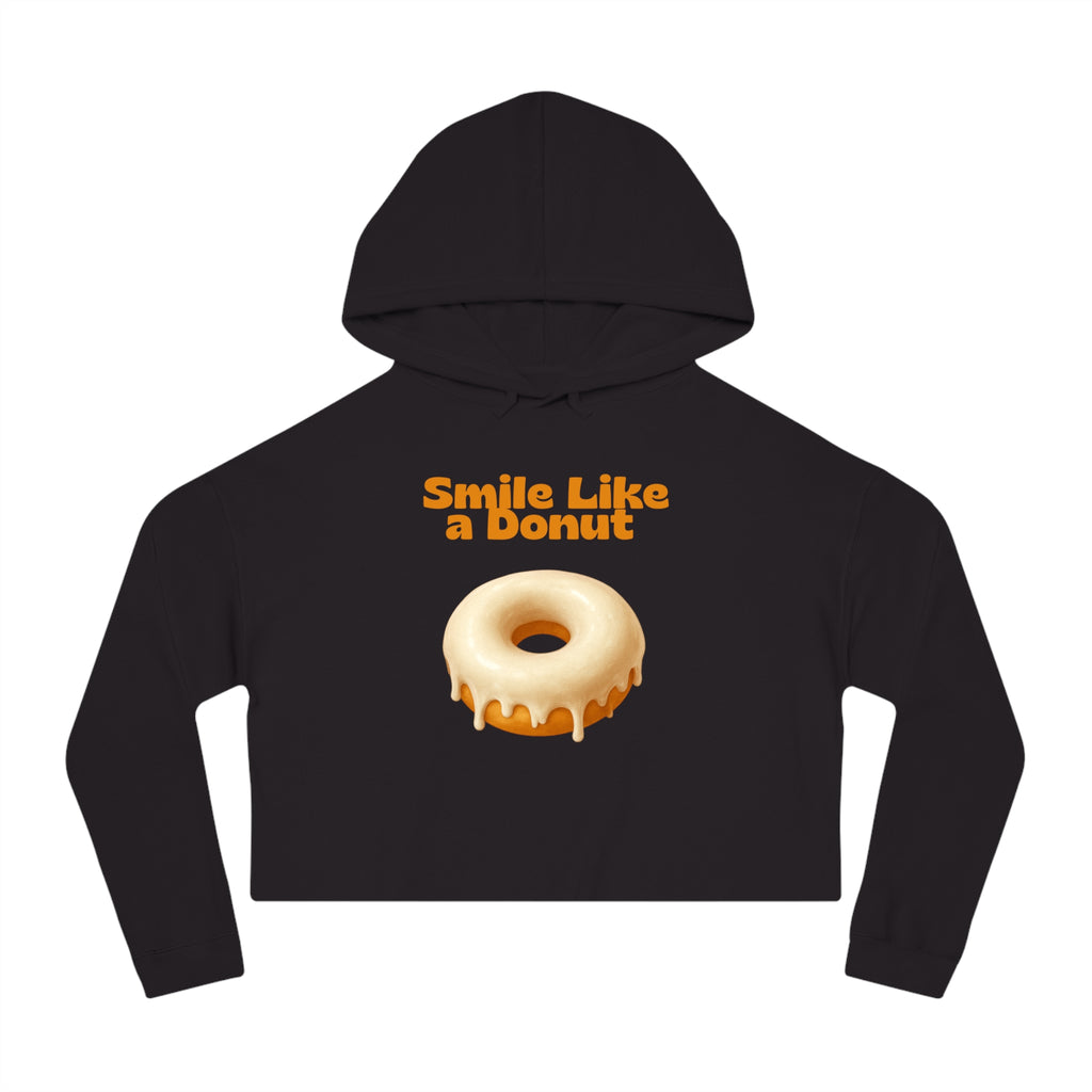 Cropped Hoodie “Smile Like a Donut” — Cute Donut Graphic Women’s Crop Hooded Sweatshirt