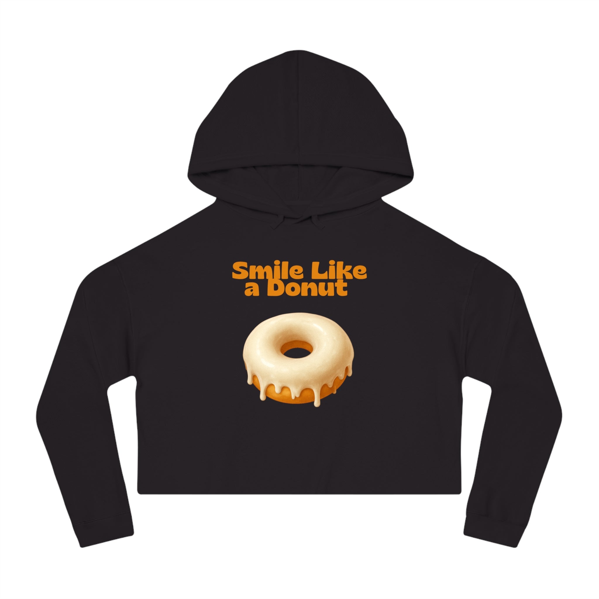 Cropped Hoodie “Smile Like a Donut” — Cute Donut Graphic Women’s Crop Hooded Sweatshirt