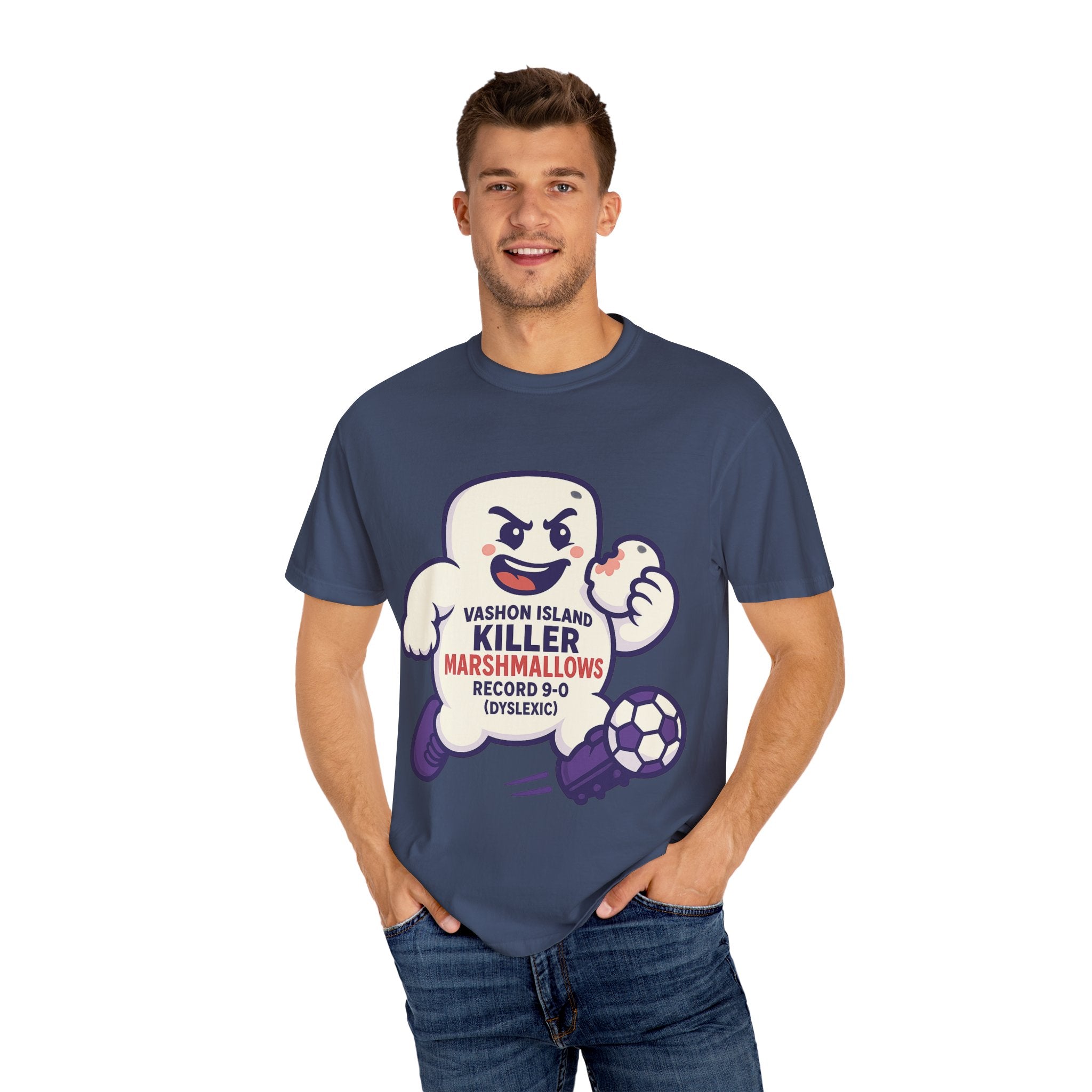 Killer Marshmallows Soccer T-Shirt — Vashon Island Retro Mascot Tee