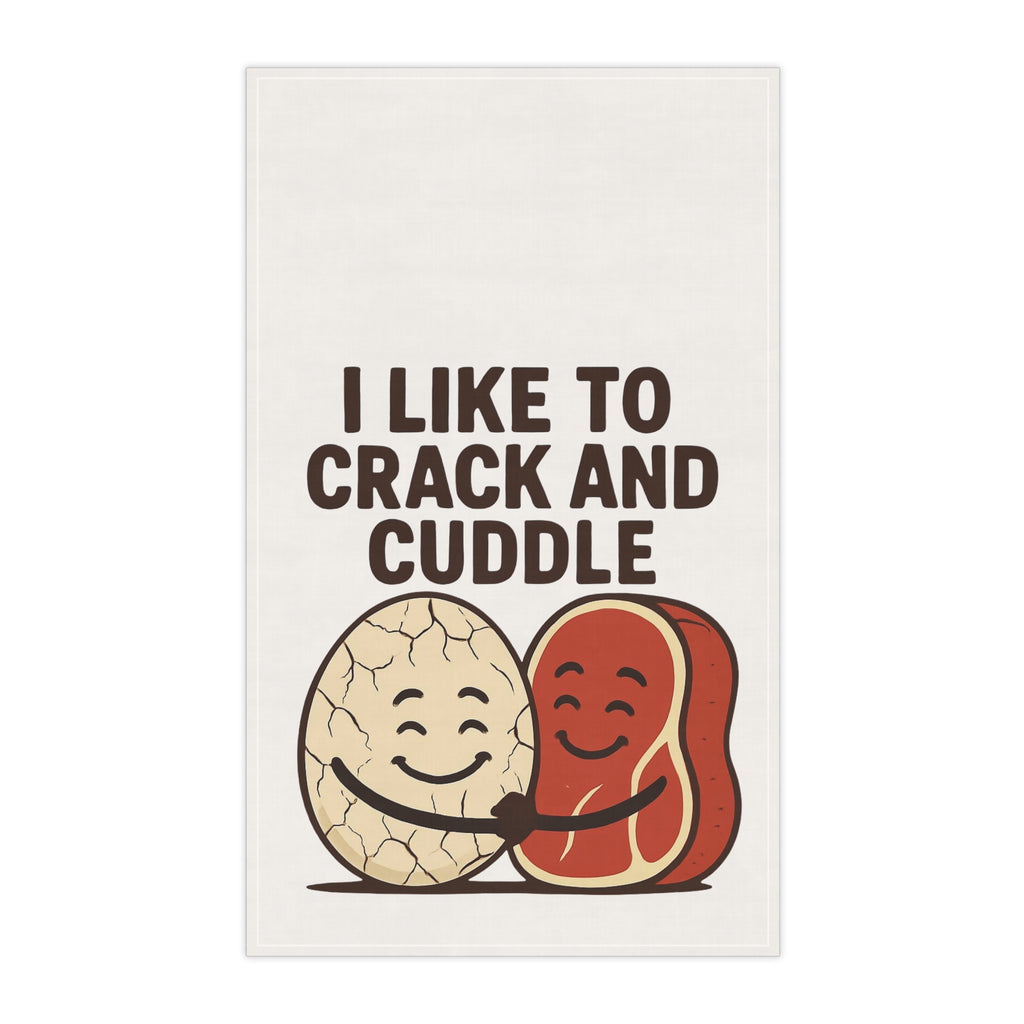 Tea Towel — “I Like to Crack and Cuddle” Peanut & Jelly Cute Kitchen Towel