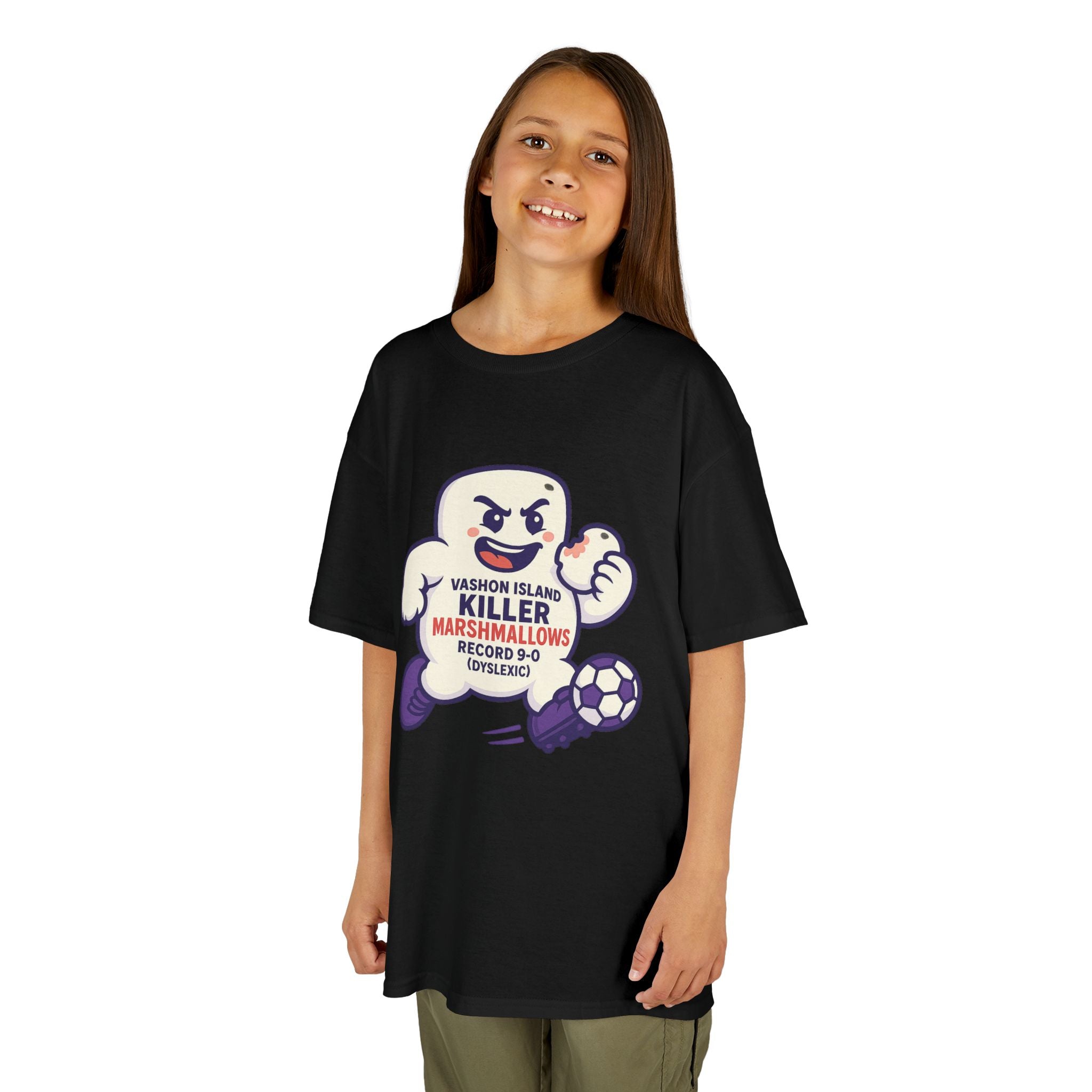 Kids Tee — 'Marshmallow Killer' Soccer Graphic