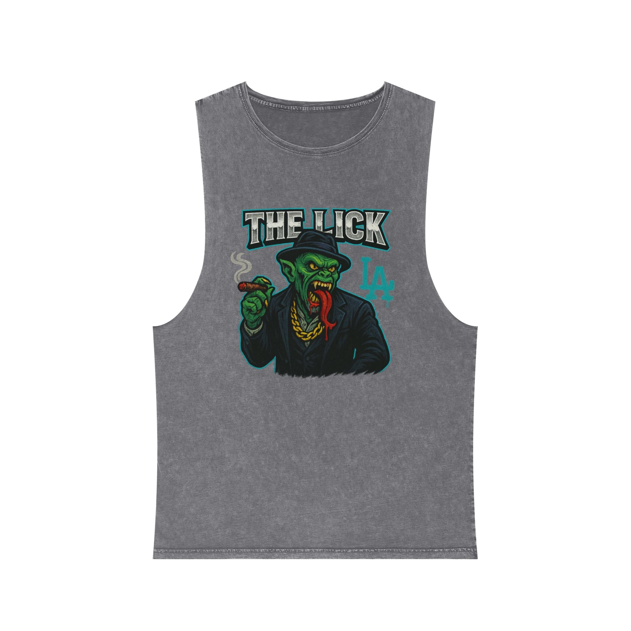 The Lick Unisex Stonewash Tank Top - Trendy Vintage Graphic Tee