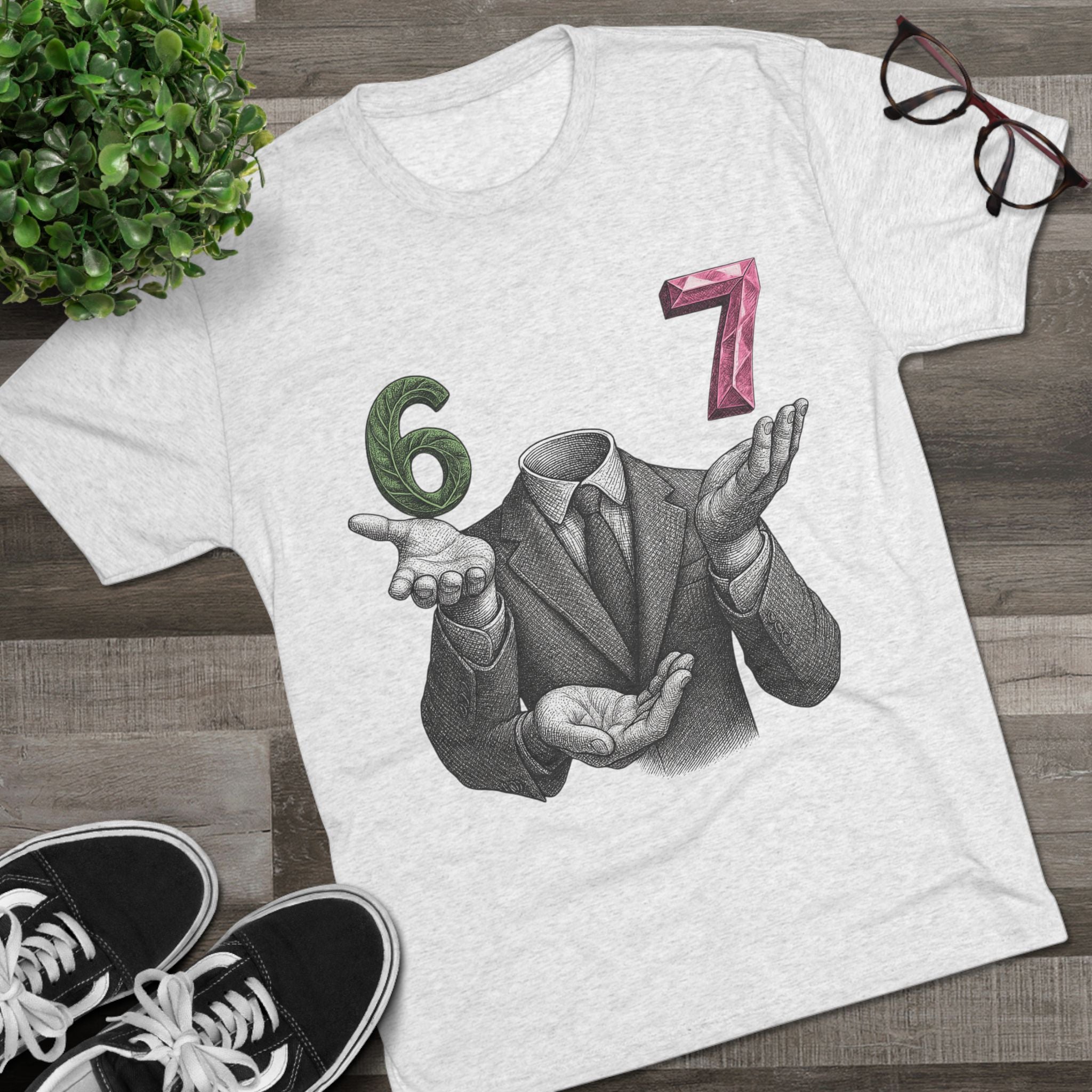 Funny Unisex Tri-Blend Crew Tee - '67 vs. 7' Graphic T-Shirt