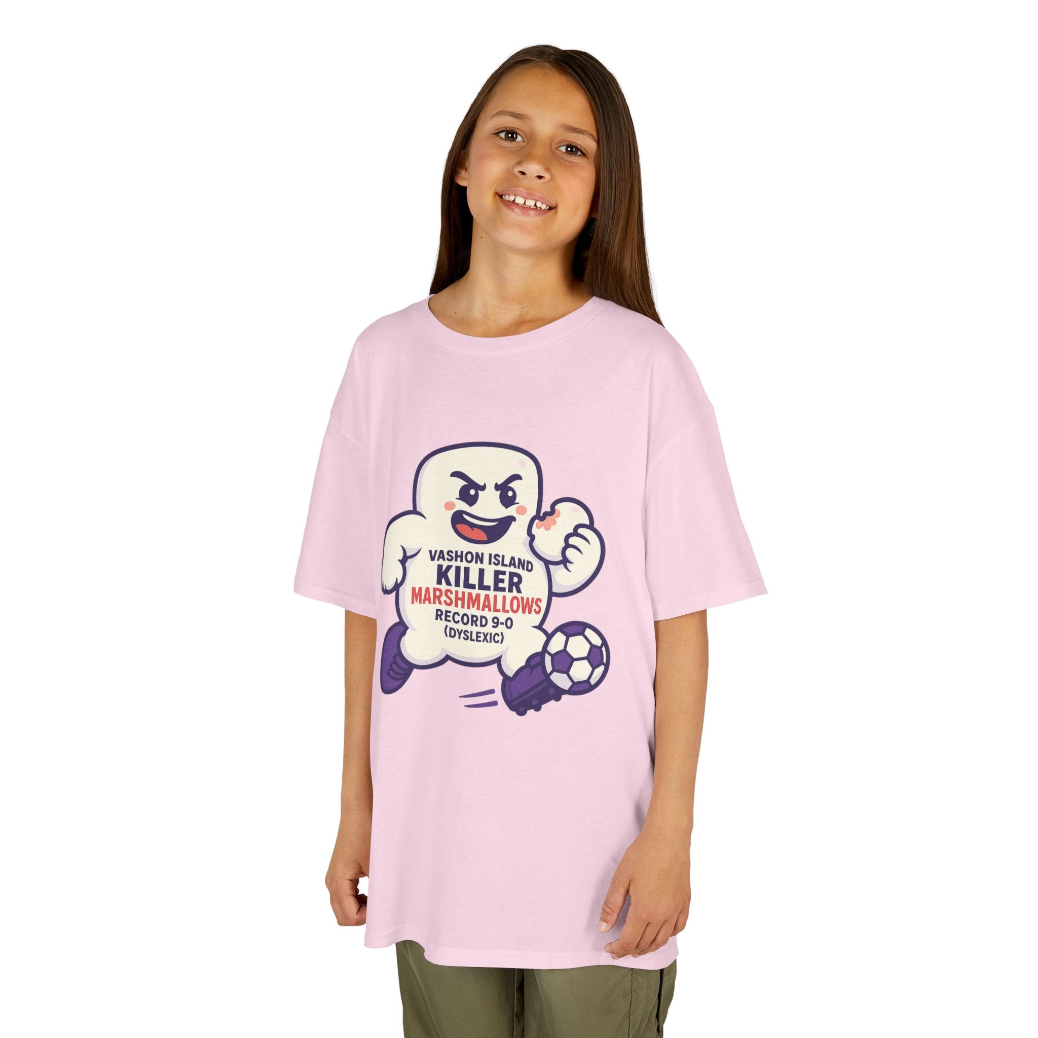 Kids Tee — 'Marshmallow Killer' Soccer Graphic