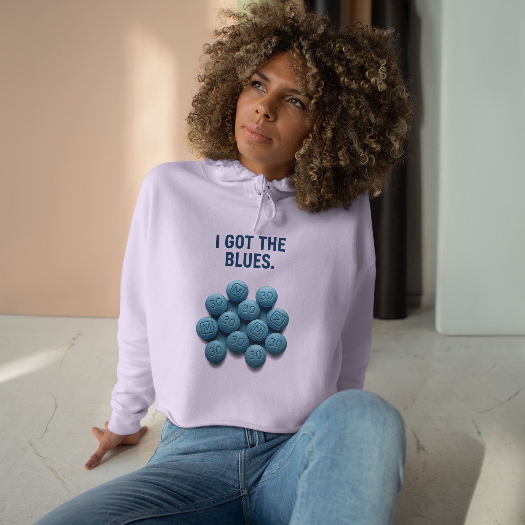 I Got The Blues Crop Hoodie - Trendy and Fun for Everyday Wear