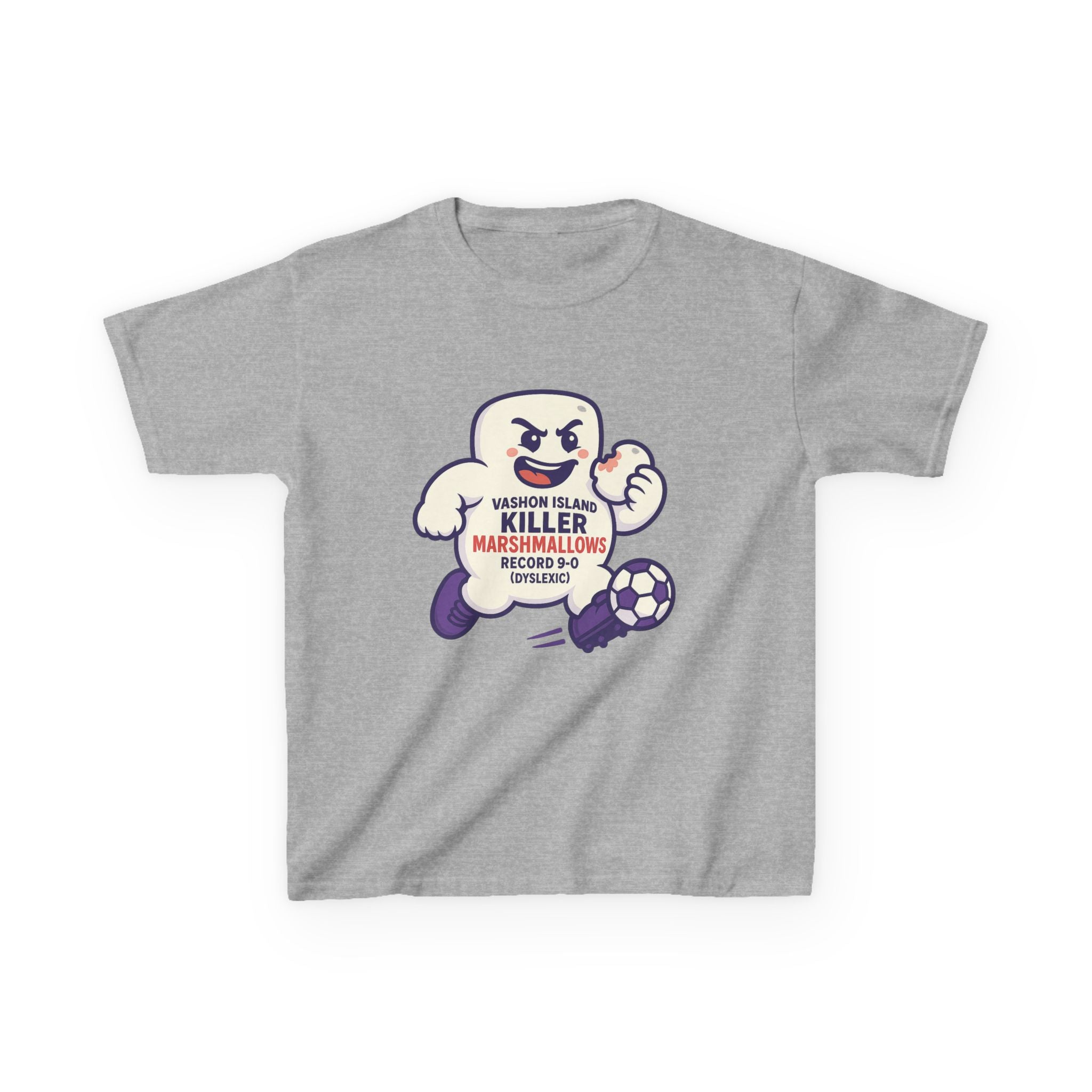 Kids Tee — 'Marshmallow Killer' Soccer Graphic