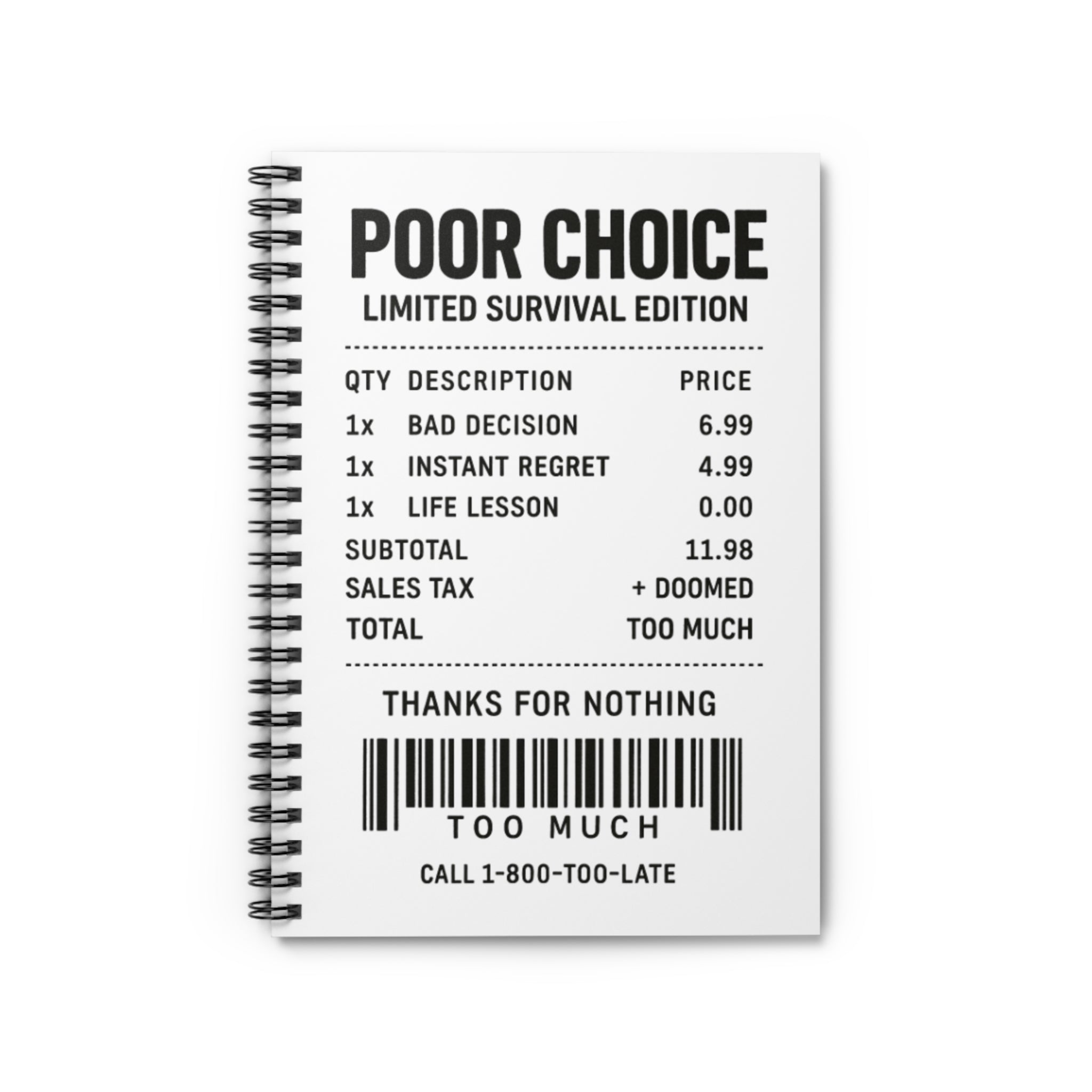 Poor Choice Receipt Notebook