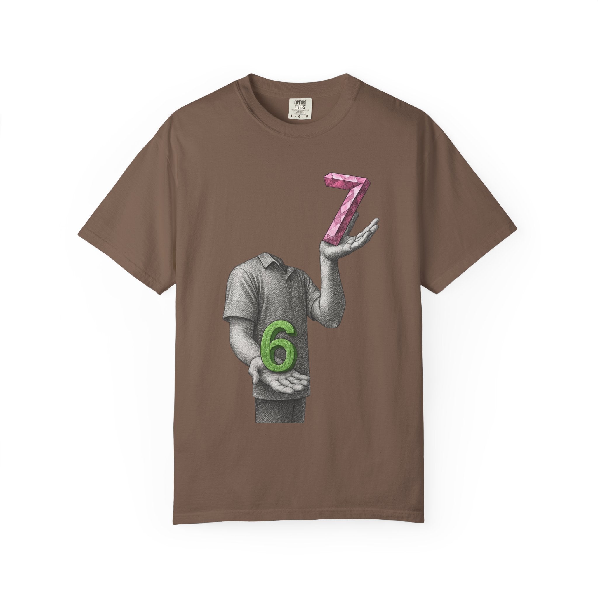 Graphic T-Shirt — Surreal Floating Numbers '6' & '7' Art Tee