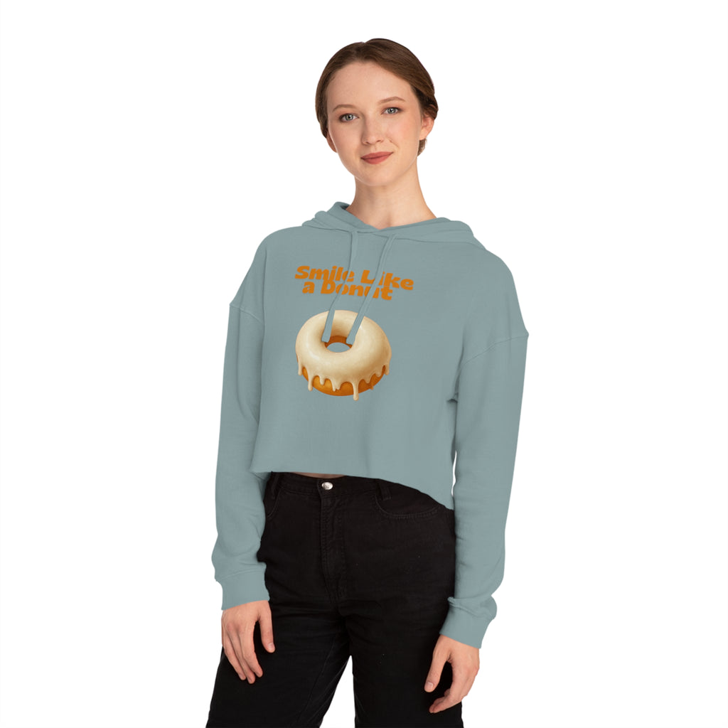Cropped Hoodie “Smile Like a Donut” — Cute Donut Graphic Women’s Crop Hooded Sweatshirt