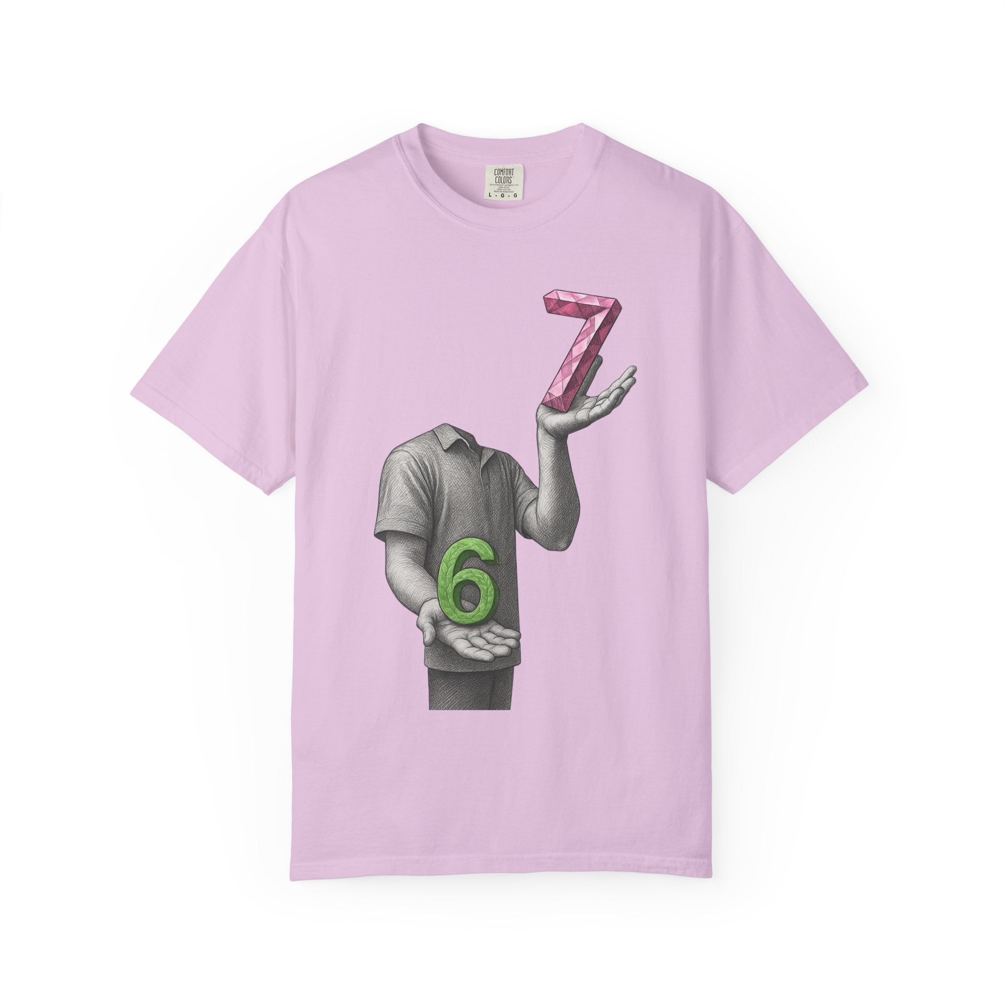 Graphic T-Shirt — Surreal Floating Numbers '6' & '7' Art Tee