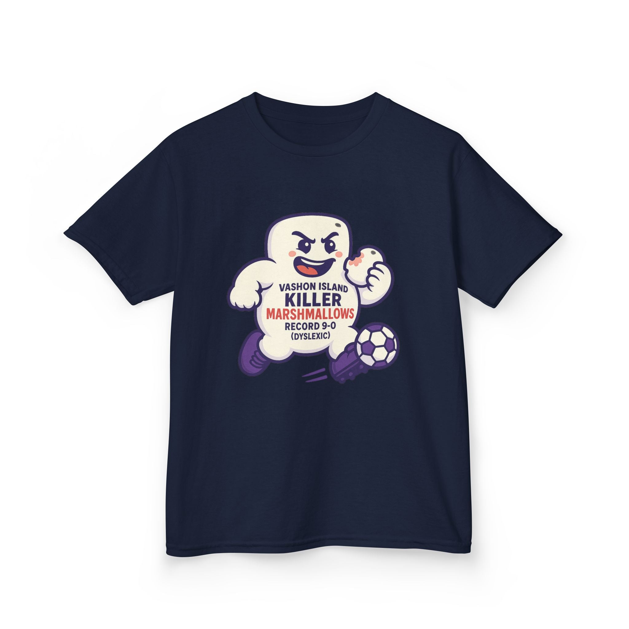 Kids Tee — 'Marshmallow Killer' Soccer Graphic