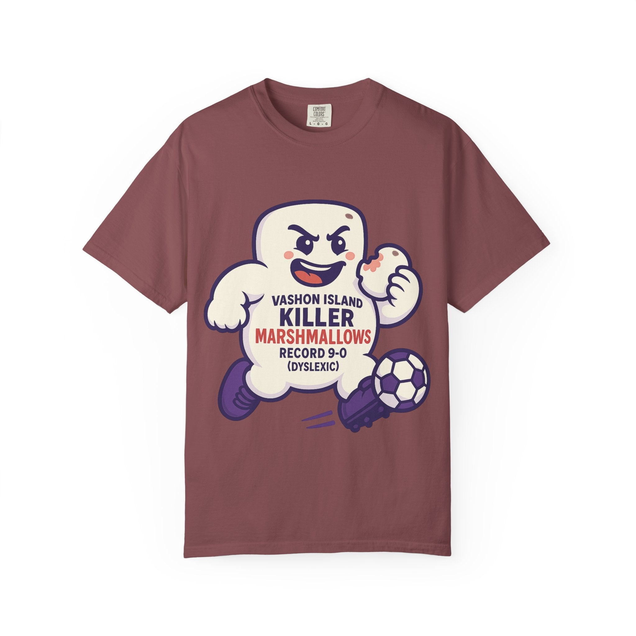 Killer Marshmallows Soccer T-Shirt — Vashon Island Retro Mascot Tee