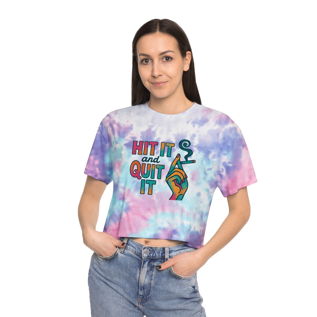 'Hit It and Quit It' Women's Tie-Dye Crop Tee