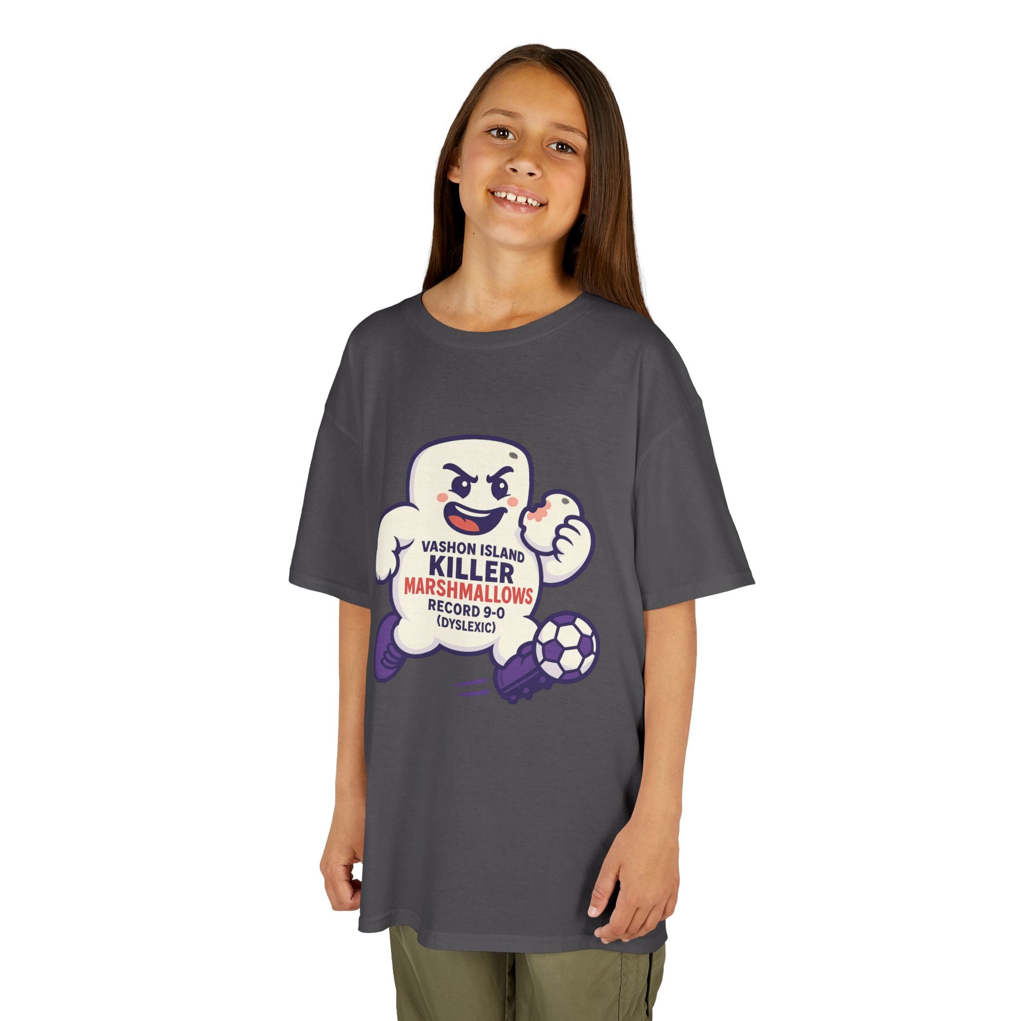 Kids Tee — 'Marshmallow Killer' Soccer Graphic