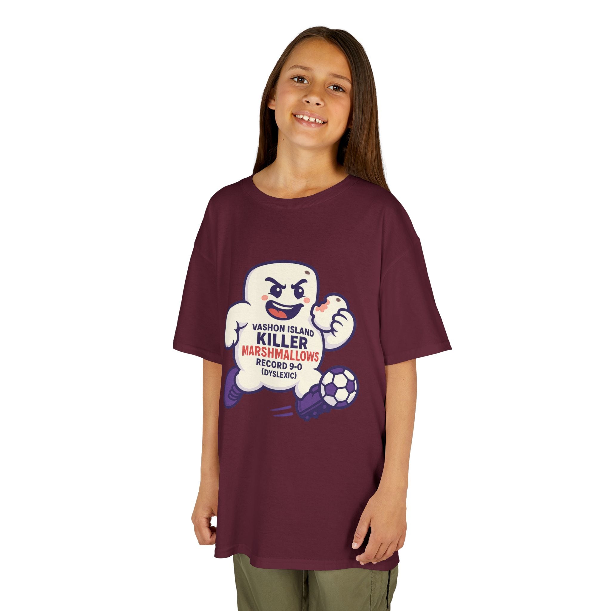 Kids Tee — 'Marshmallow Killer' Soccer Graphic