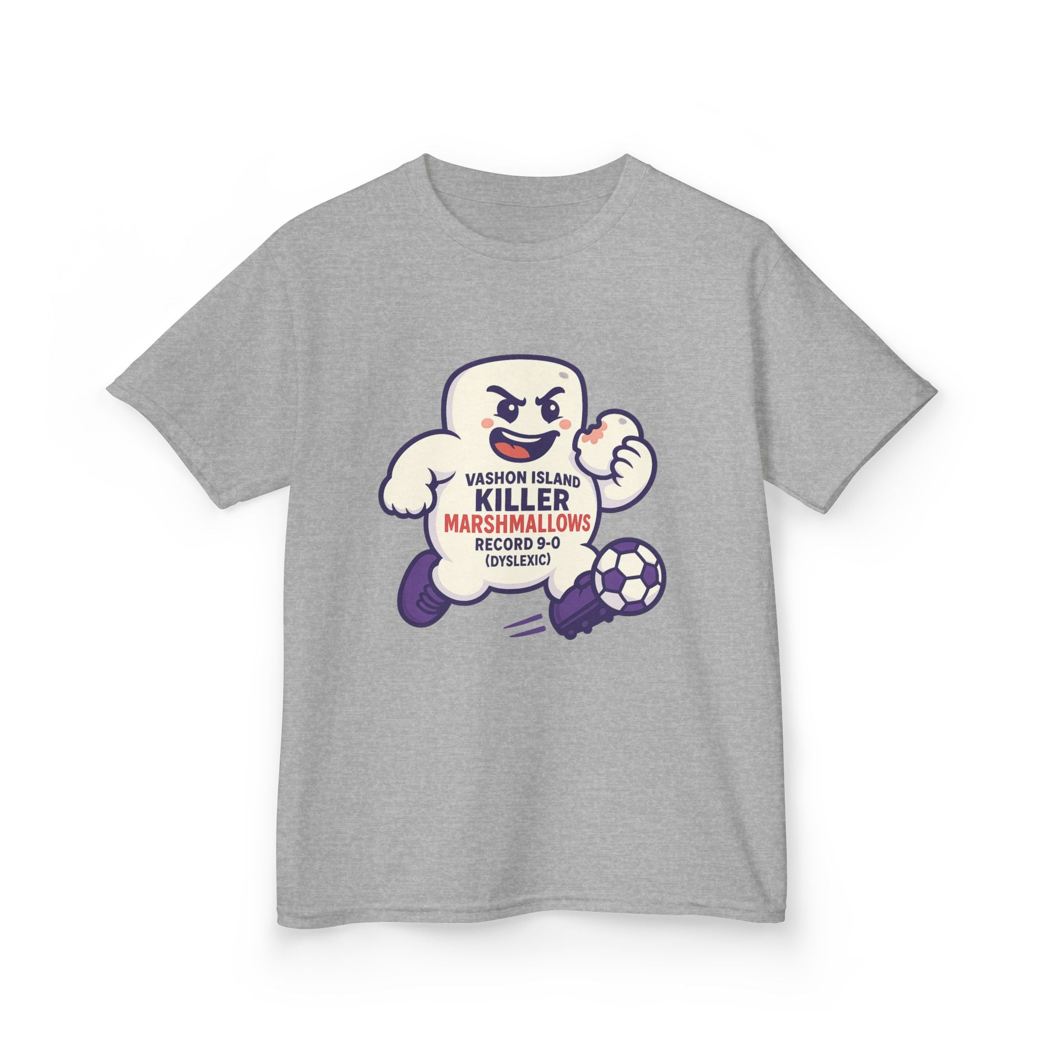 Kids Tee — 'Marshmallow Killer' Soccer Graphic