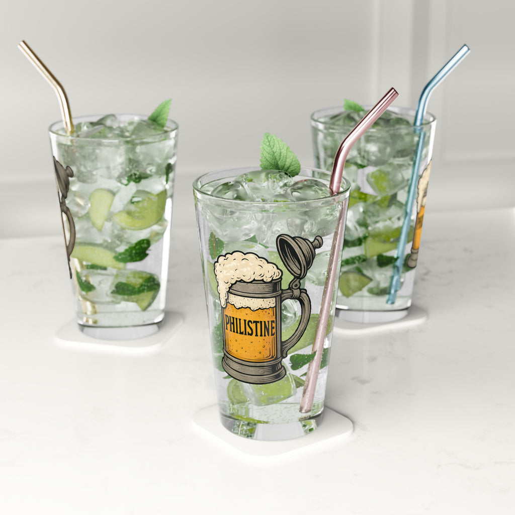 Philistine Beer Pint Glass - 16oz Stein Illustration