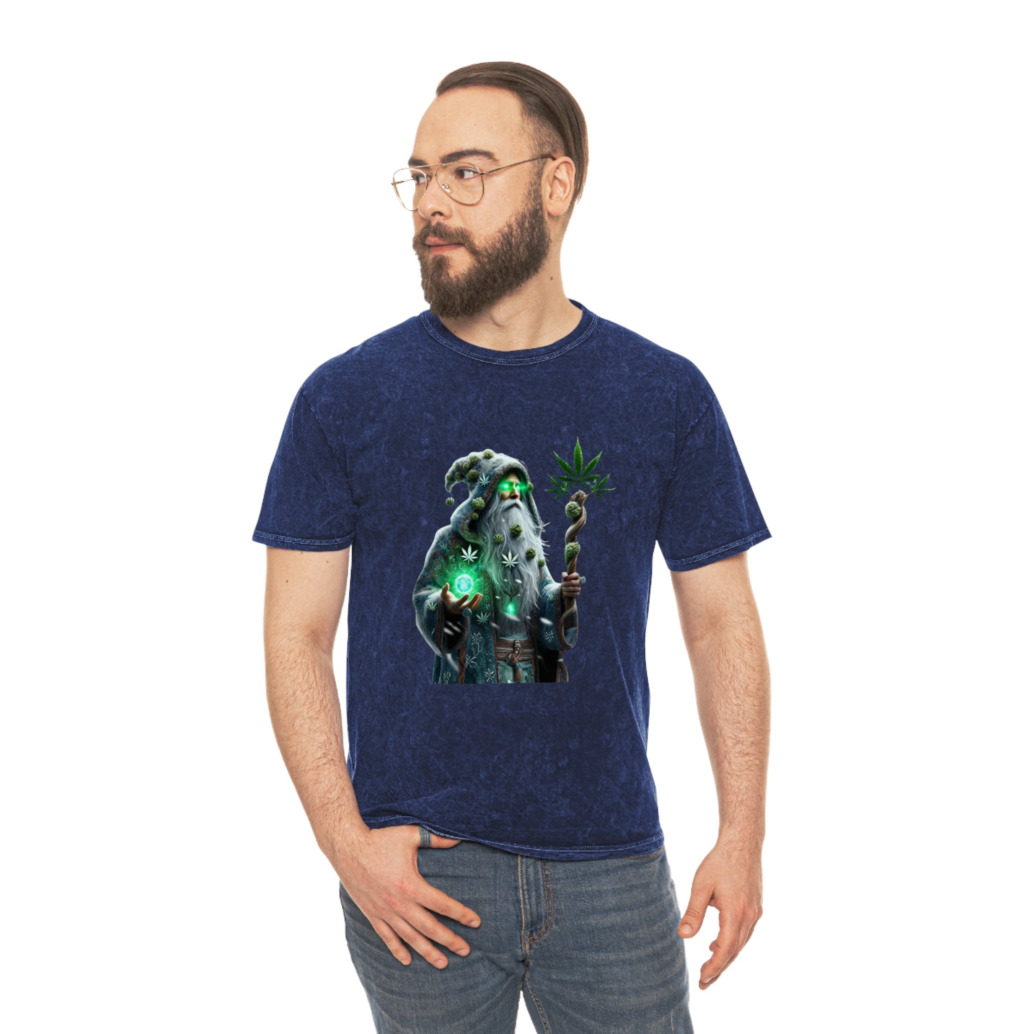 Wizard Holding Cannabis Staff Mineral Wash T-Shirt