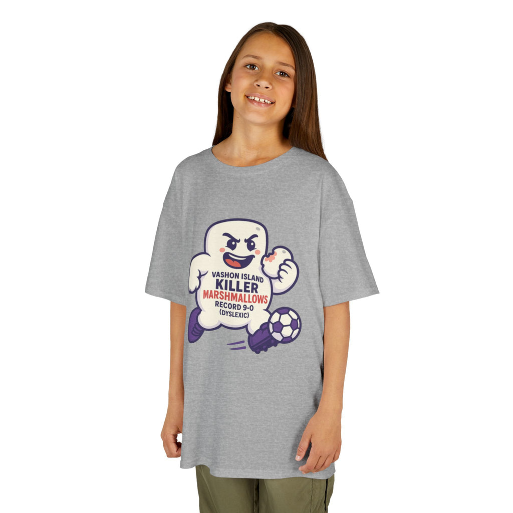 Kids Tee — 'Marshmallow Killer' Soccer Graphic