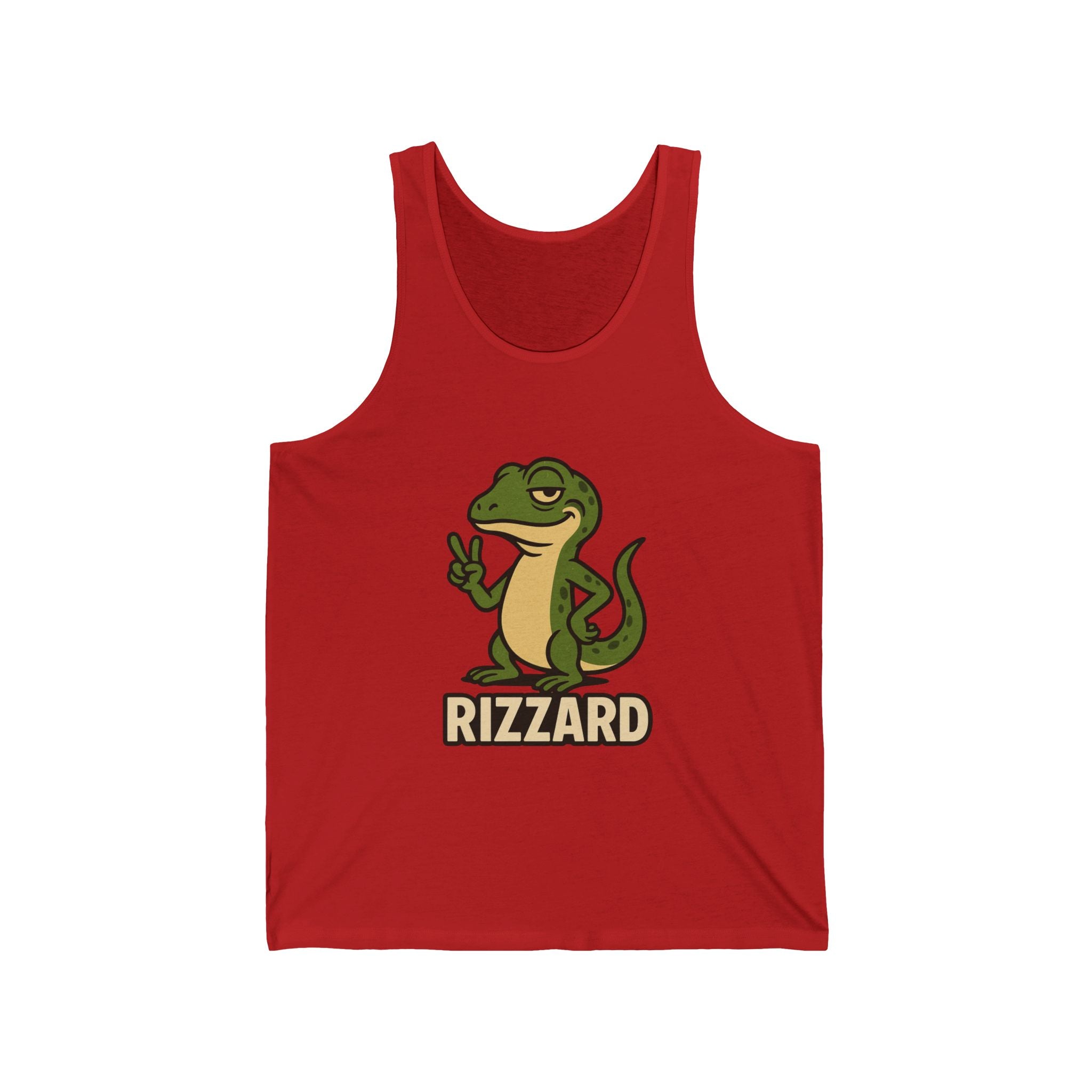 Rizzard Peace Sign Lizard Tank Top — Funny Gecko Graphic Casual Beachwear