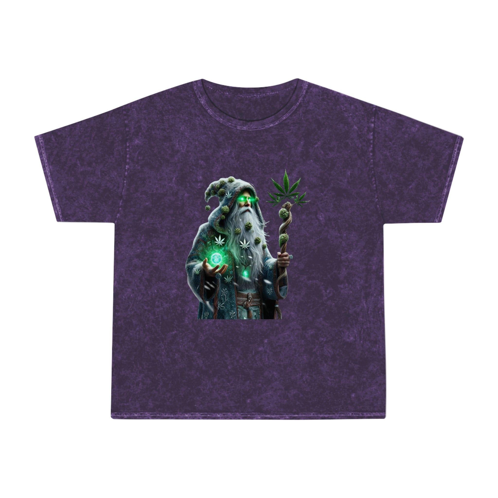 Wizard Holding Cannabis Staff Mineral Wash T-Shirt