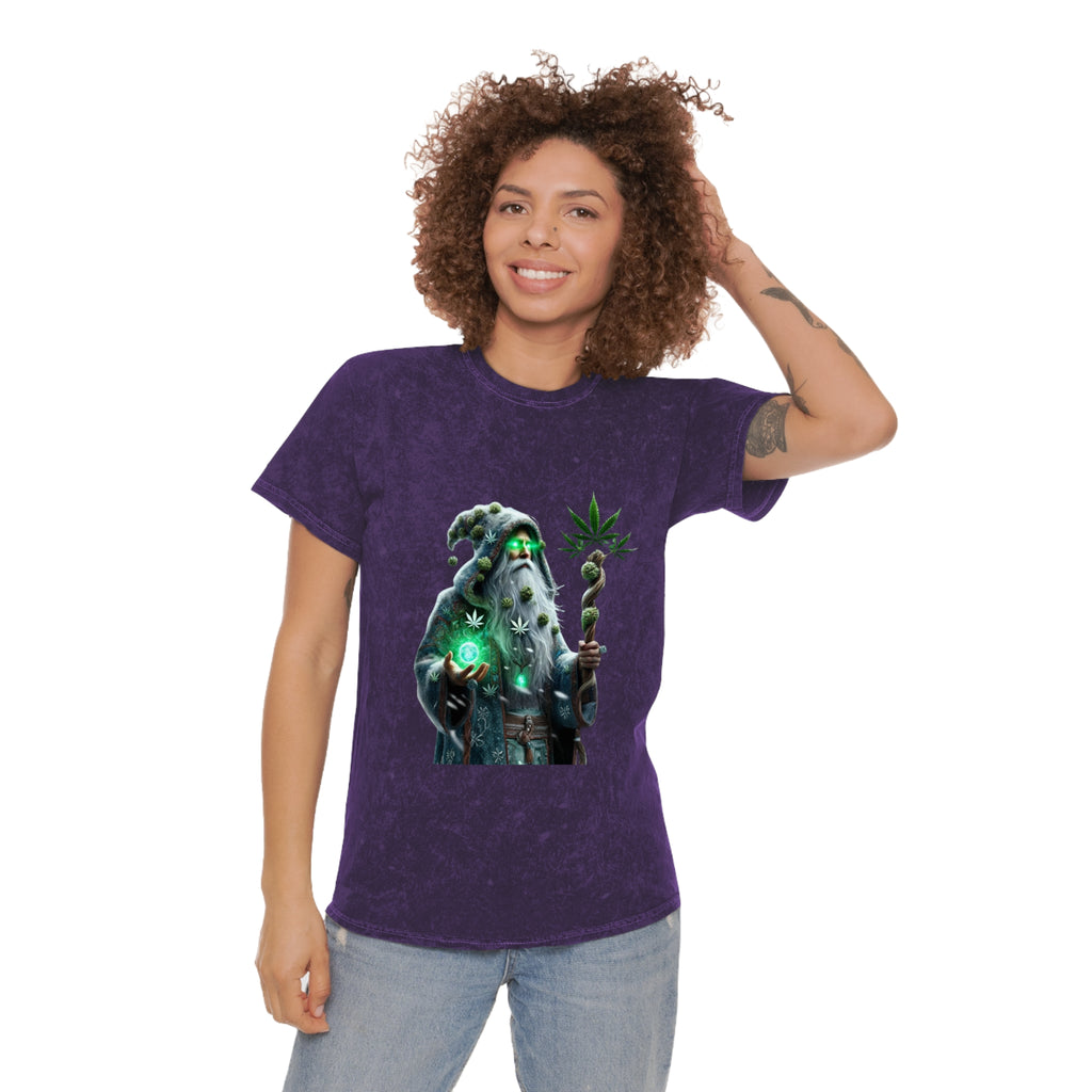 Wizard Holding Cannabis Staff Mineral Wash T-Shirt