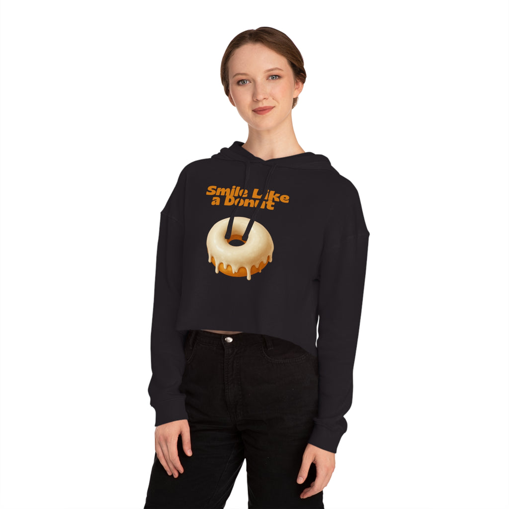 Cropped Hoodie “Smile Like a Donut” — Cute Donut Graphic Women’s Crop Hooded Sweatshirt