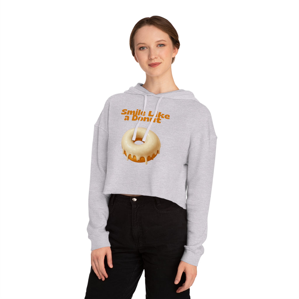 Cropped Hoodie “Smile Like a Donut” — Cute Donut Graphic Women’s Crop Hooded Sweatshirt